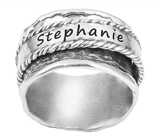 Or Paz Sterling Personalized Spinner Name Ring