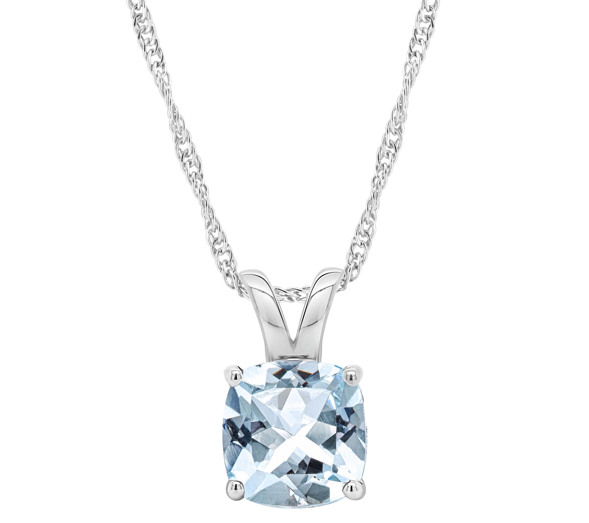 14K Gold Cushion Cut 2.50 cttw Sky Blue Topaz P endant w/ Chai