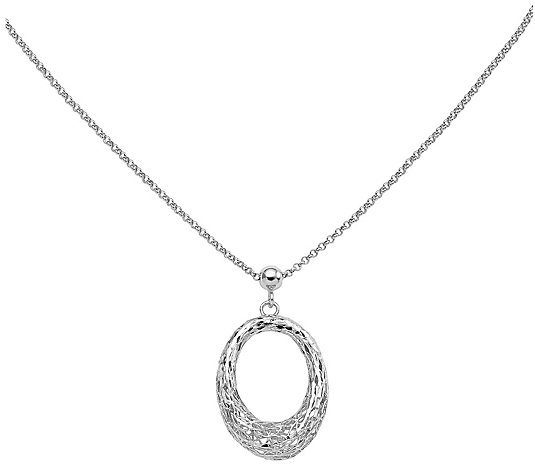 Italian Silver Mesh Oval Necklace