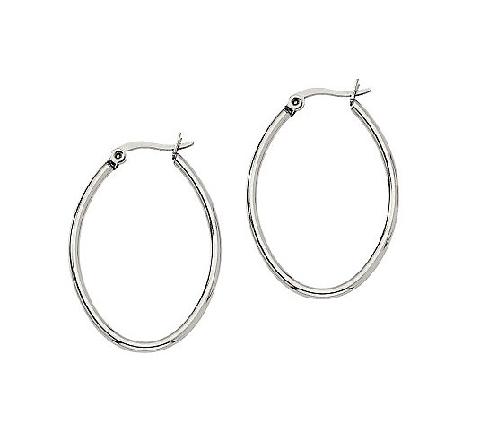Steel by Design 1" Oval Hoop Earrings