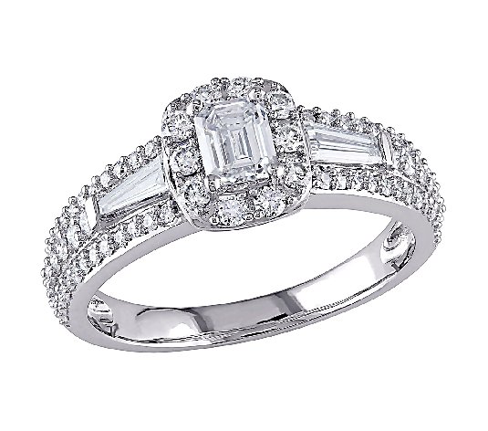 Affinity 1 cttw Multi Cut Halo Diamond Ring, 14K White Gold