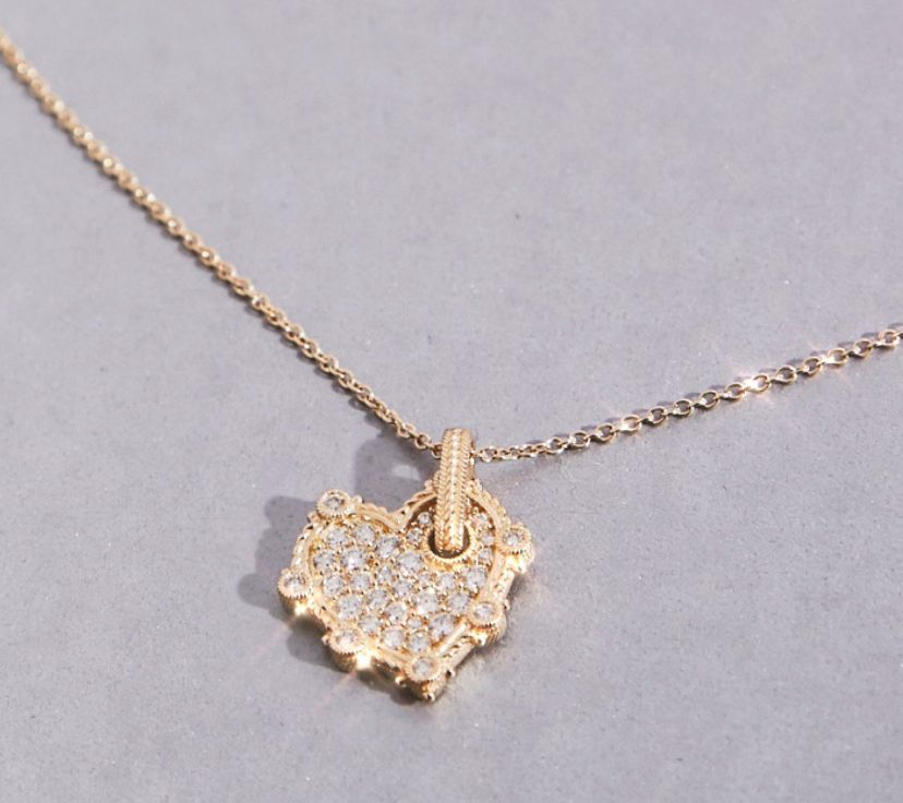 Judith Ripka 14K Gold Diamond Heart Necklace, 7/10 ct - QVC.com