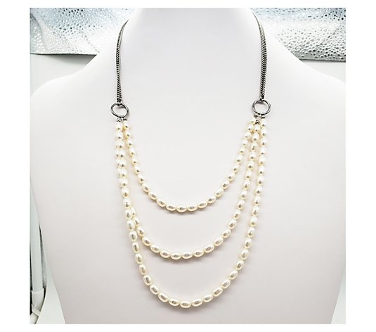 Steel by Design Triple Layered Cultured Pearl Necklace
