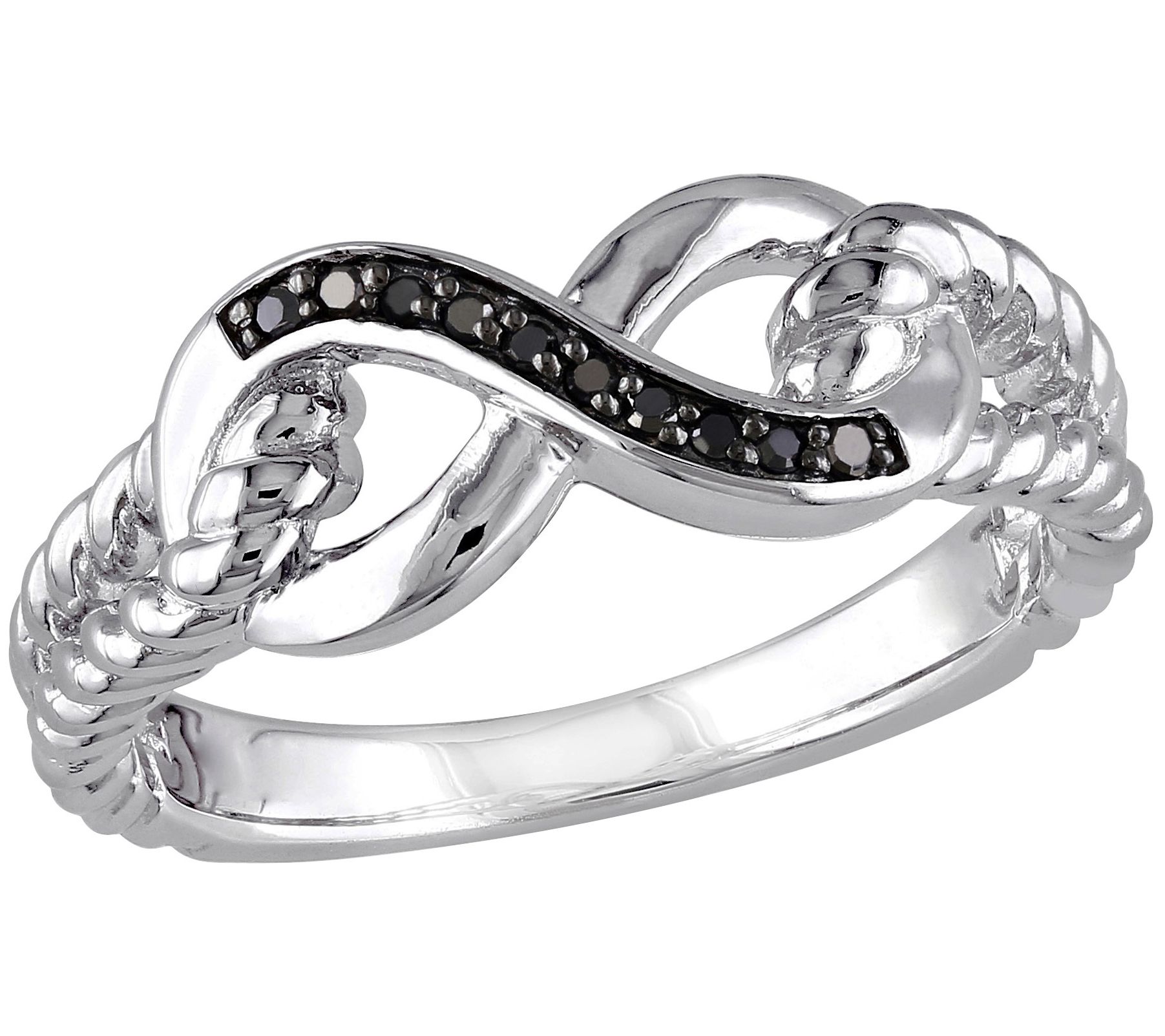 Affinity Black Diamond Accent Infinity Link Rin g, Sterling