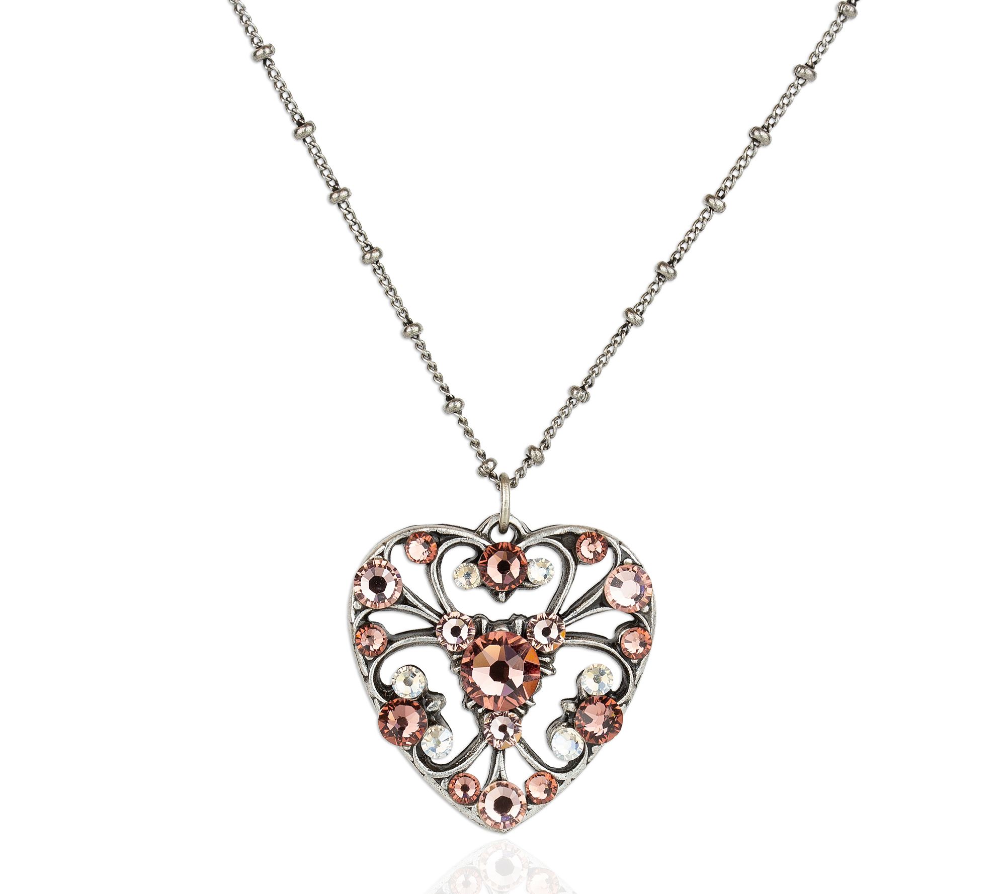 Anne Koplik Crystal Lace Heart Pendantw/ Chain