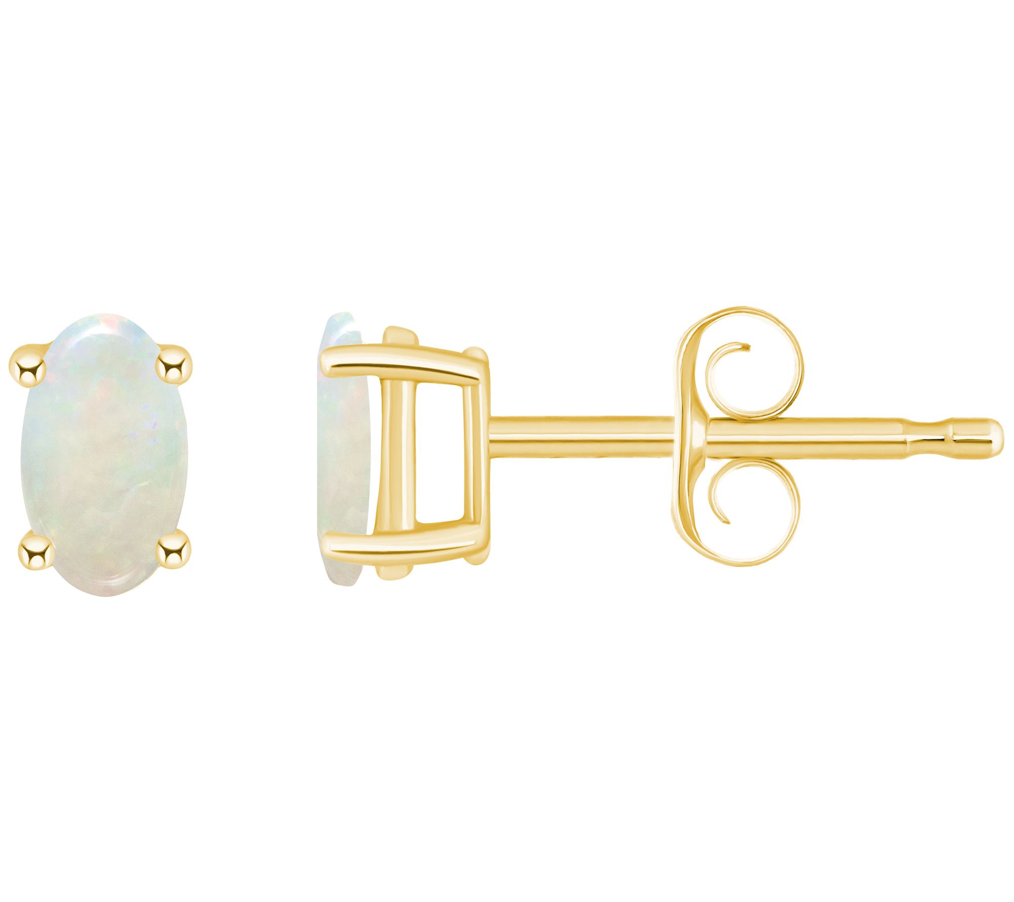 14K Gold Oval 0.30 cttw Opal Stud Earrings