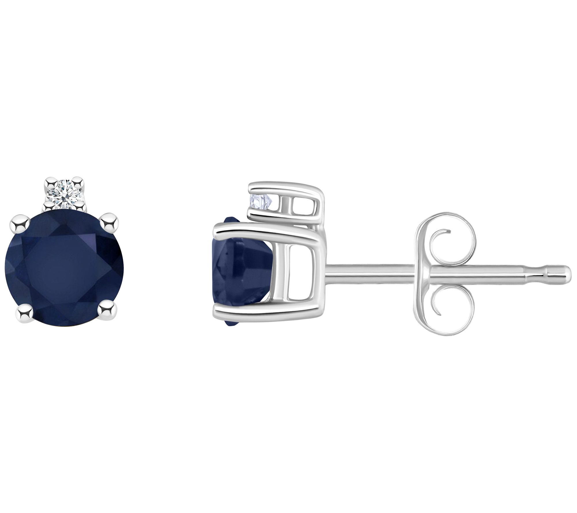 14K Round 0.70 cttw Sapphire & Diamond Accent S tud Earrings