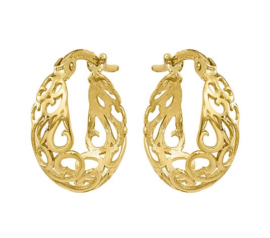 One Size Shiny Gold H Halston Sculptural Links Women's Small Hoop Earrings 