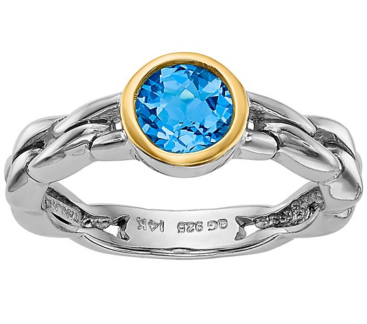 Sterling and 14K 1.35 ct Sky Blue Topaz Ring