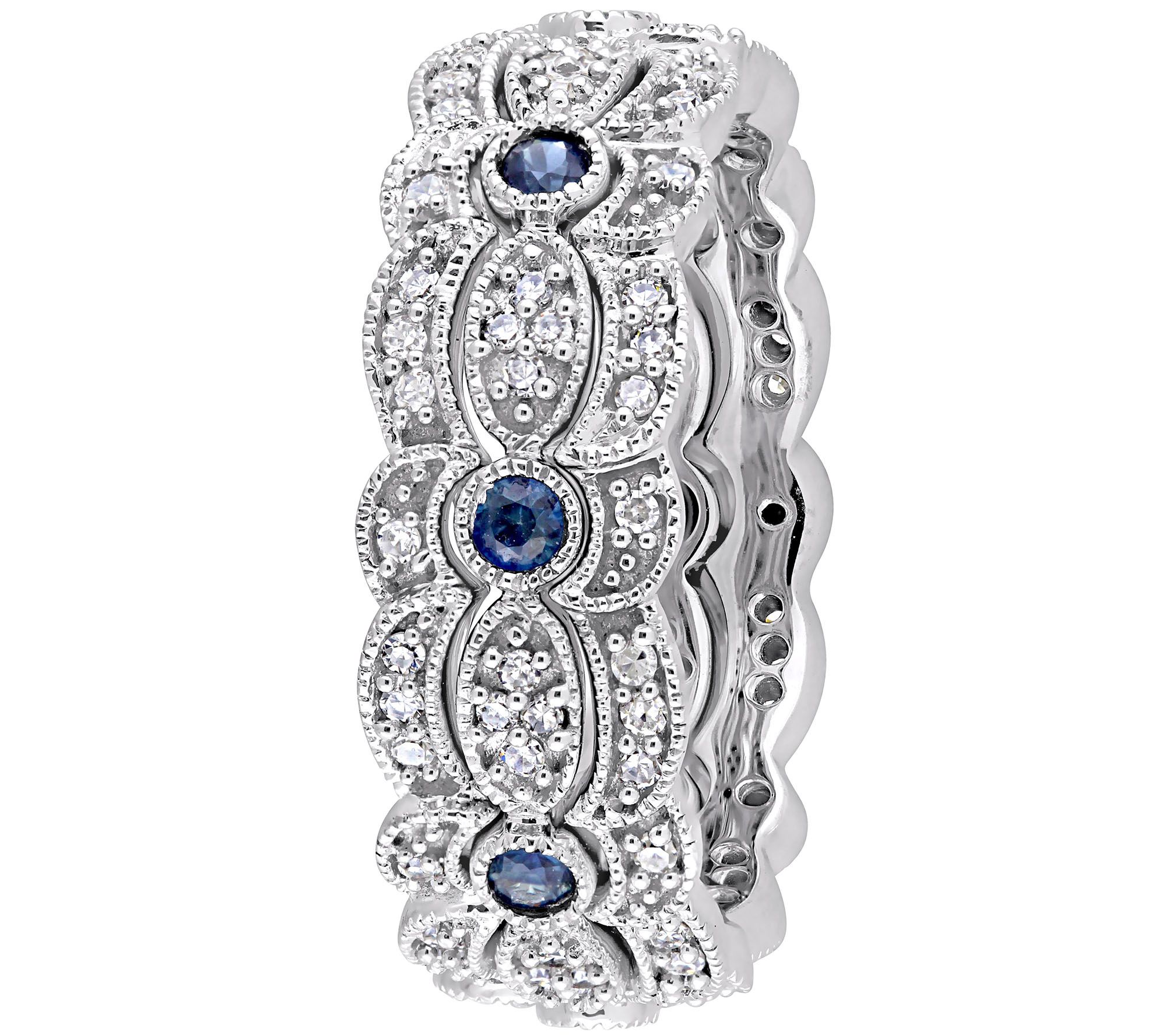 Bellini 14K Gold Diamond & Sapphire Set of 3 Stack Rings - QVC.com