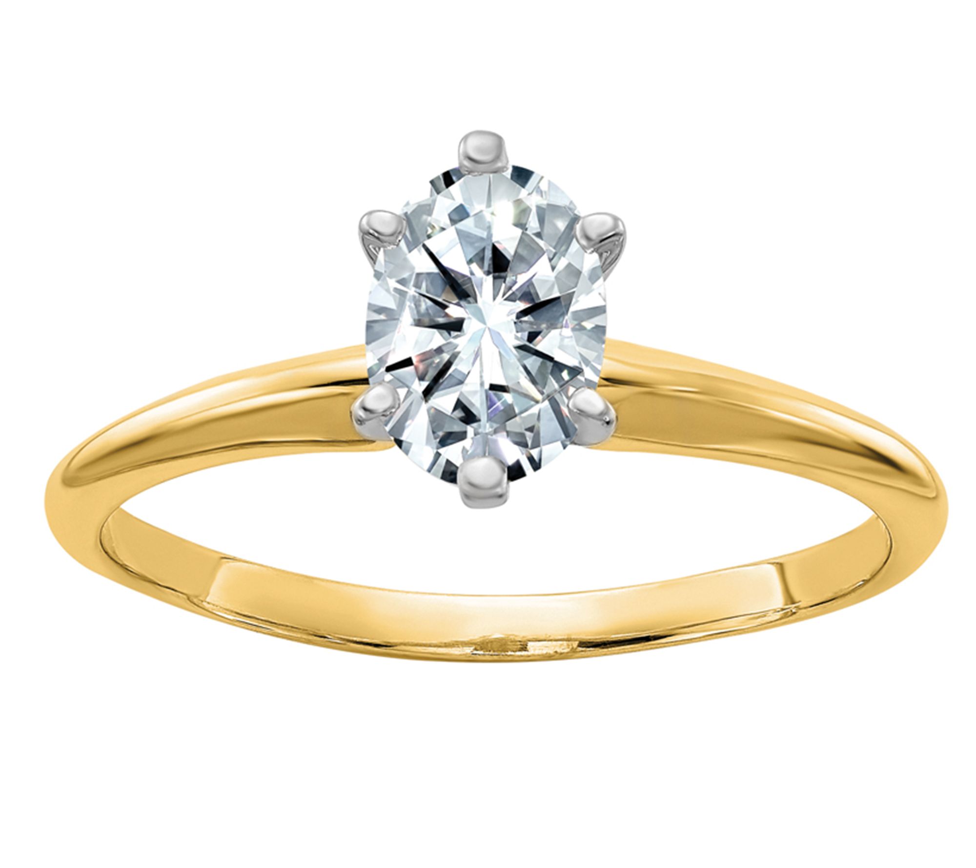 Moissanite 0.90 cttw Oval Solitaire Ring , 14K