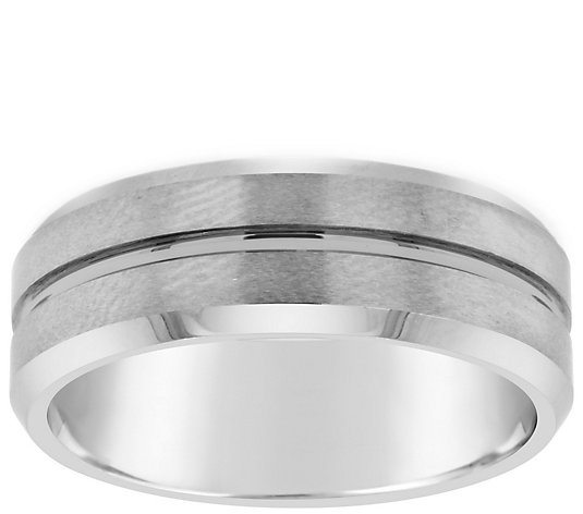 Men's Grooved 8mm Brushed Finish Tungsten Wedding Band