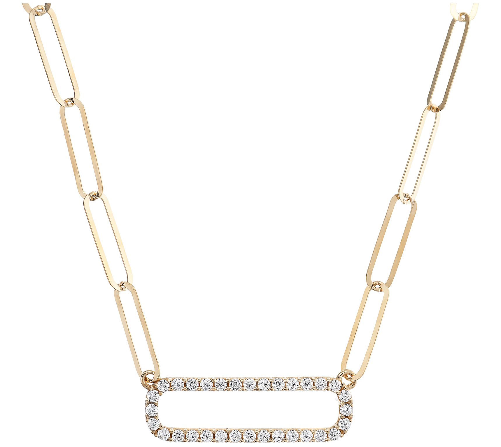 Diamonique 0.85 cttw Paperclip Link Necklace, S terling Silver