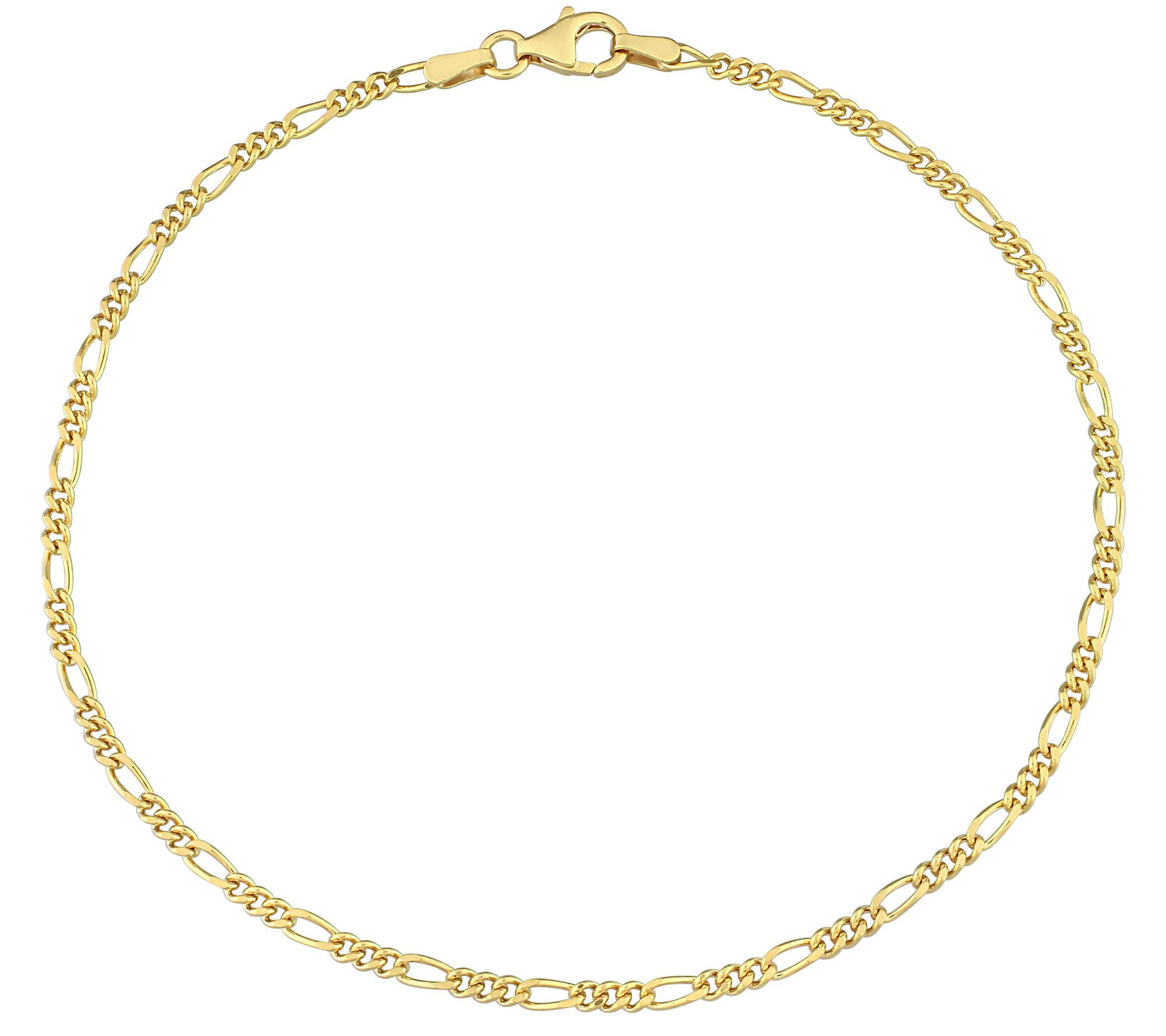 9" Diamond Cut Figaro Chain Anklet, Sterling