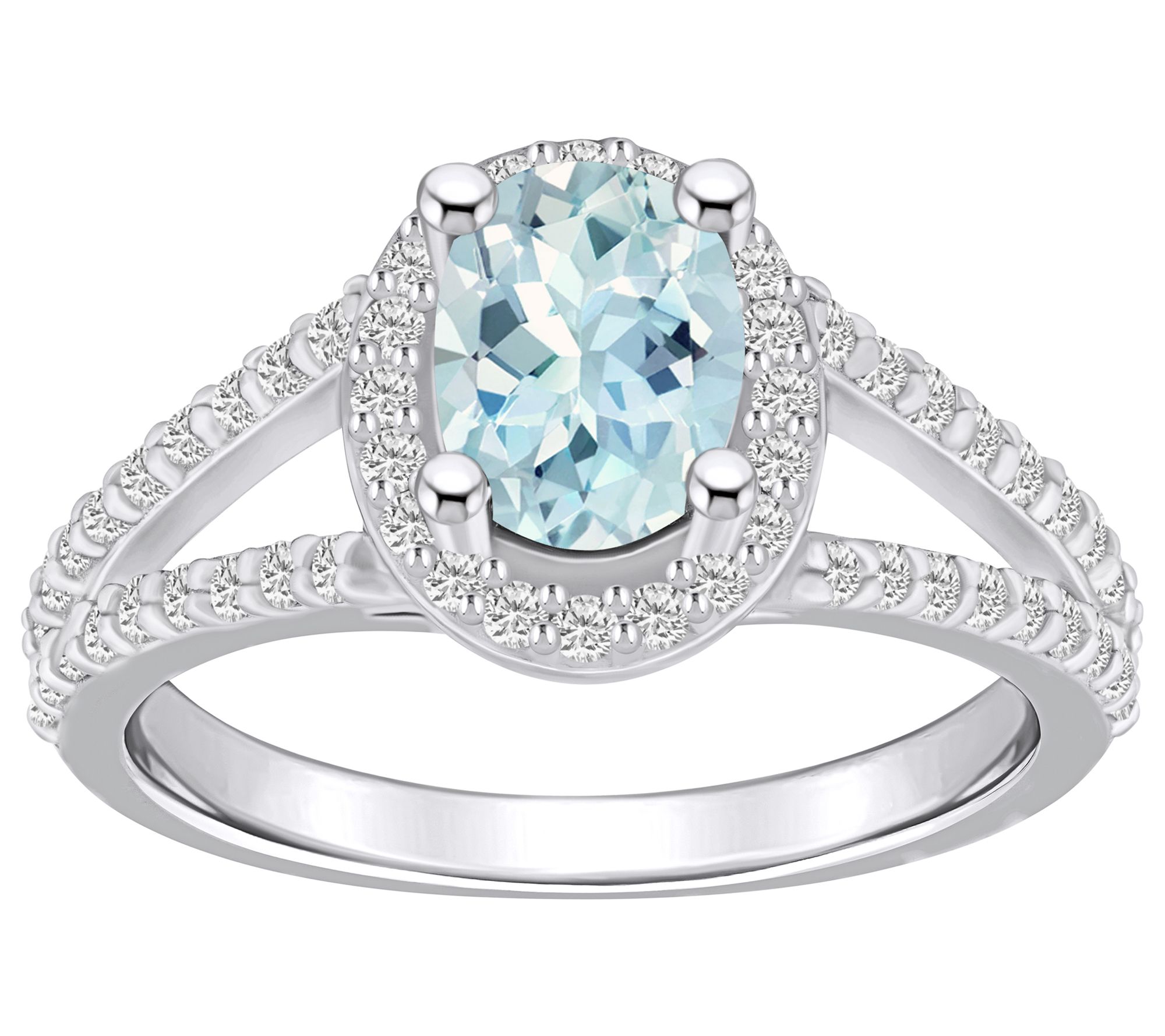 Affinity Gems Oval Aquamarine & Diamond Ring, 1K Gold