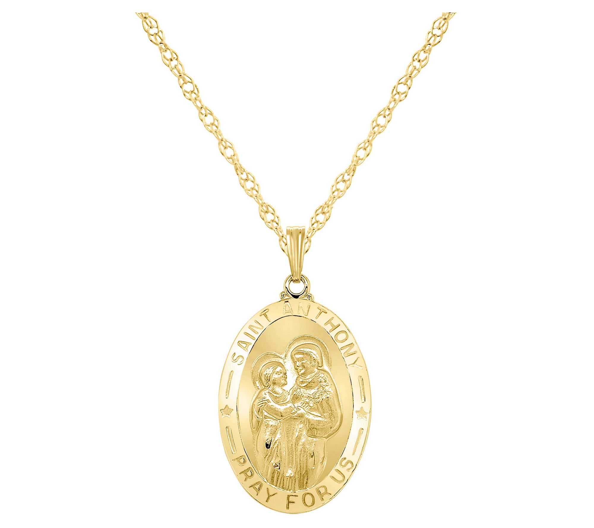 St. Anthony Medallion Pendant w/ Chain, Sterling Silver