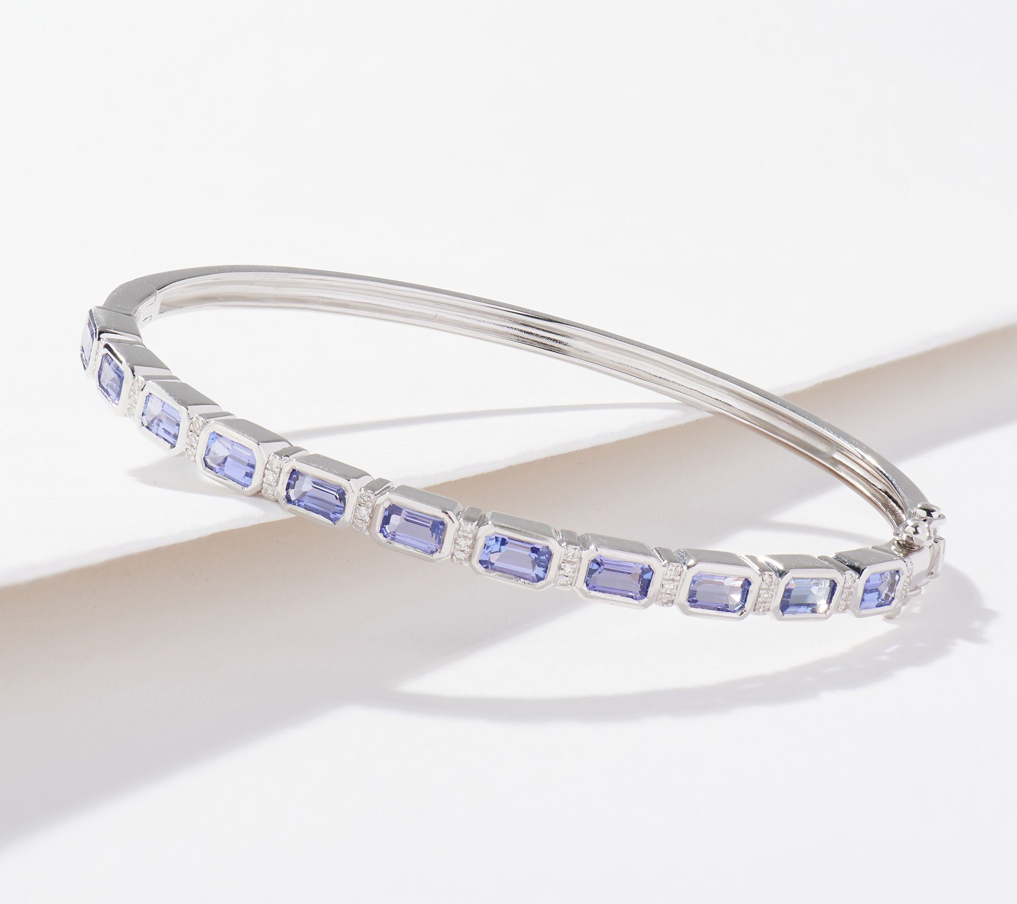 "As Is" Affinity Gems Emerald-Cut Tanzanite & Diamond Bangle