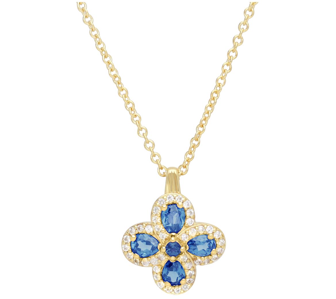 Ariva 14K Gold Blue & White Sapphire Pendant w/ Chain