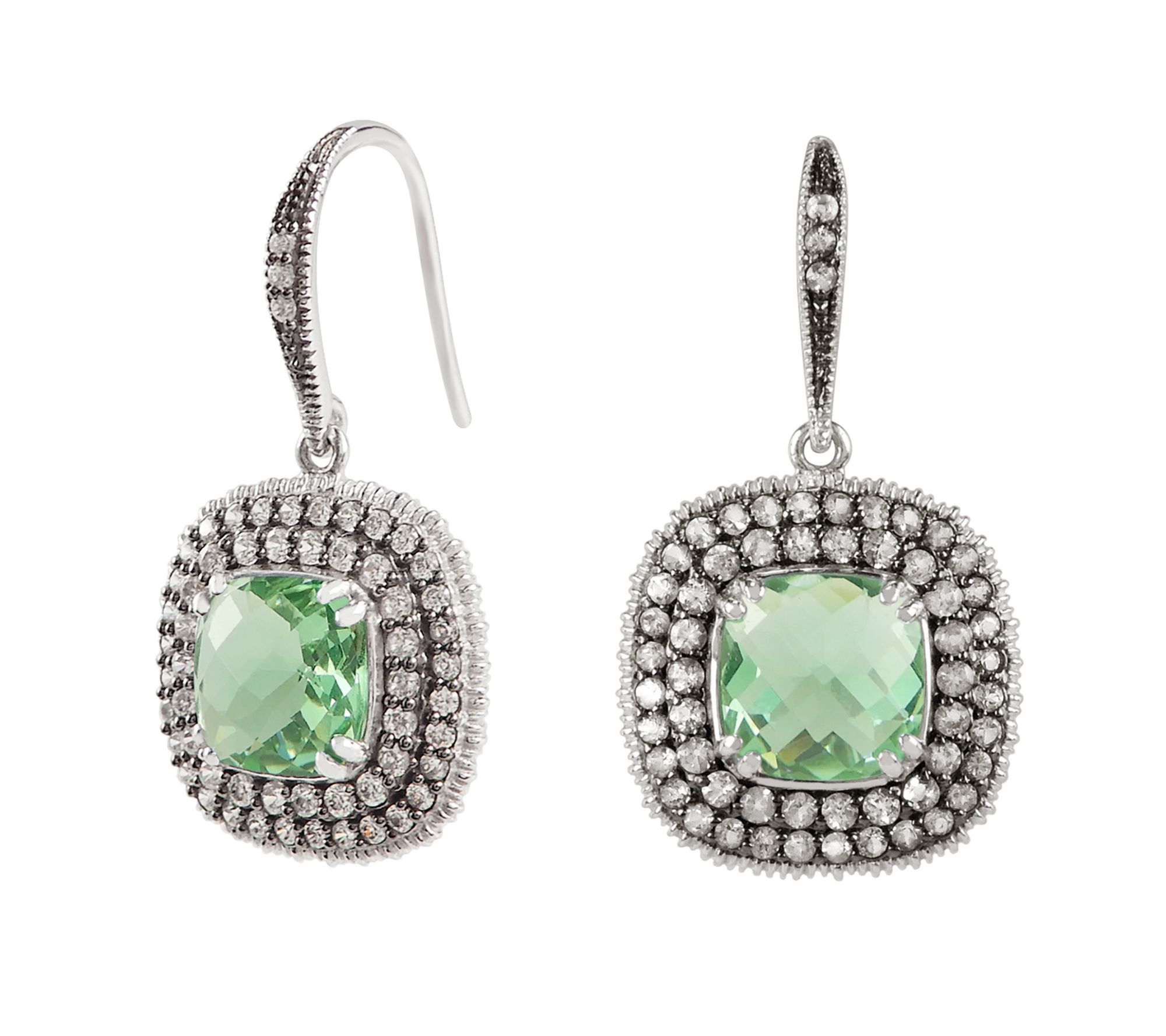 Diamonique Simulated Gemstone Dangle Earrings,terling Silver