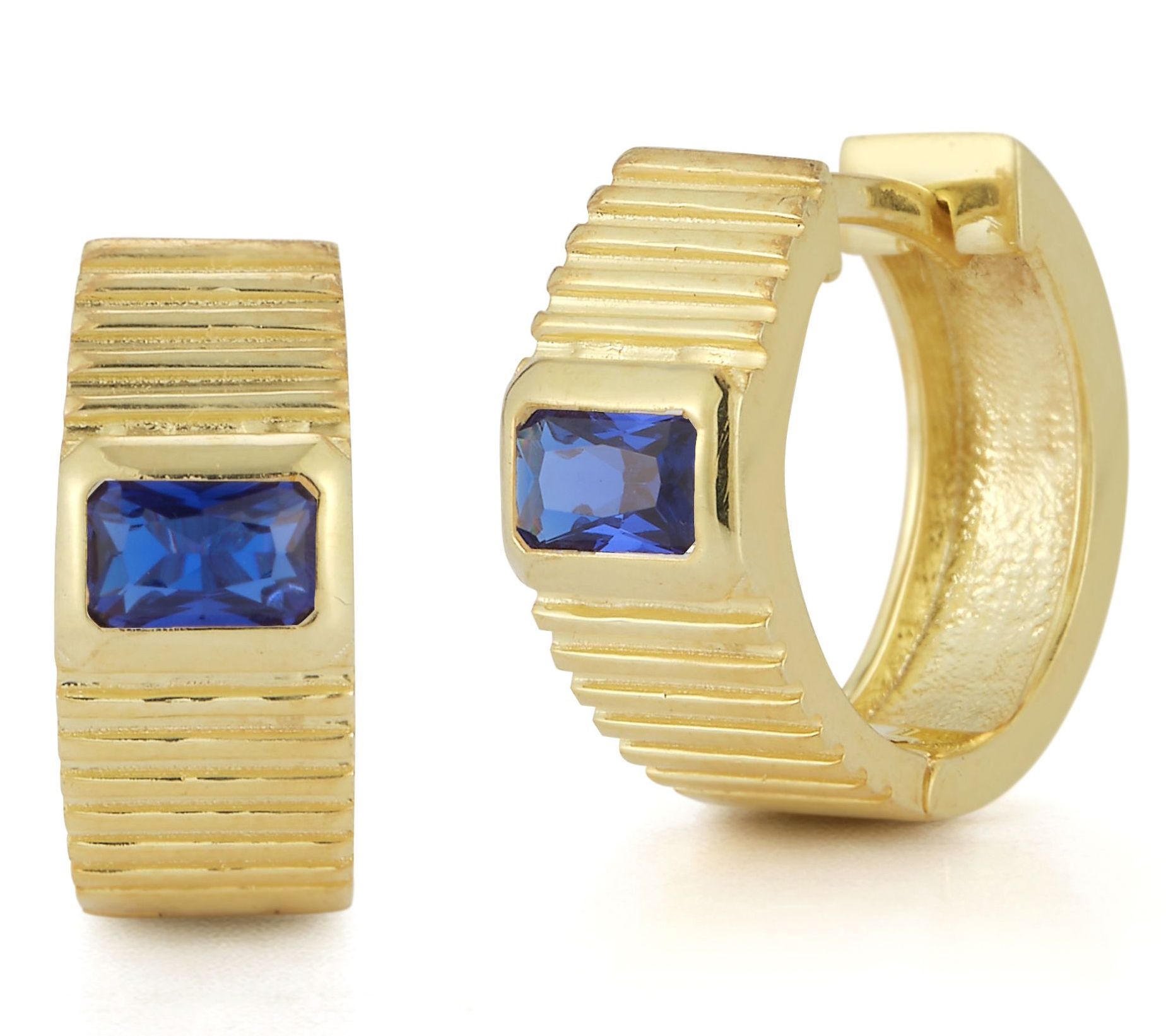 Sterlina Silver Textured Huggie Hoop Earrings, 14K Gold Plated