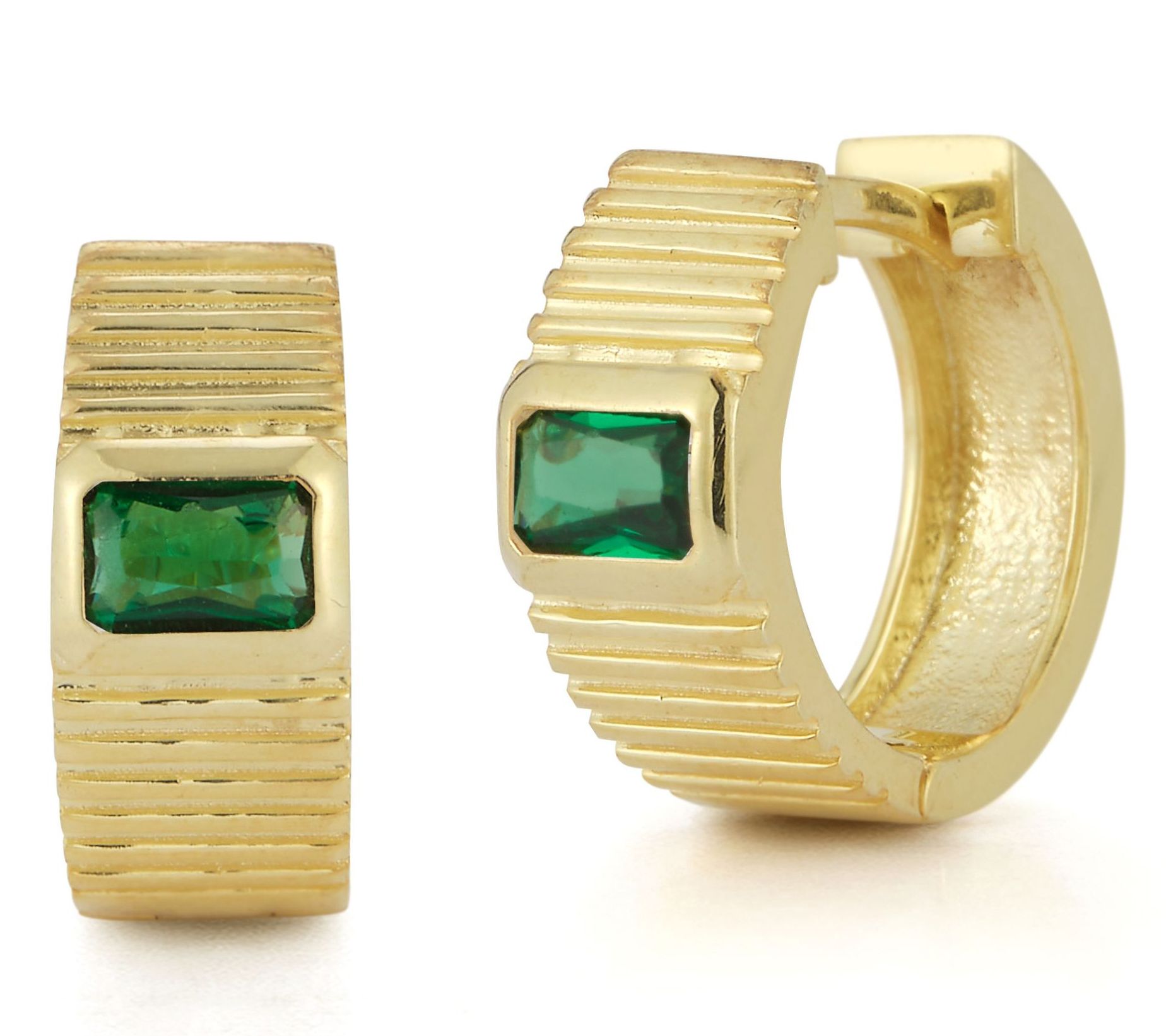 Sterlina Silver Textured Huggie Hoop Earrings, 14K Gold Plated