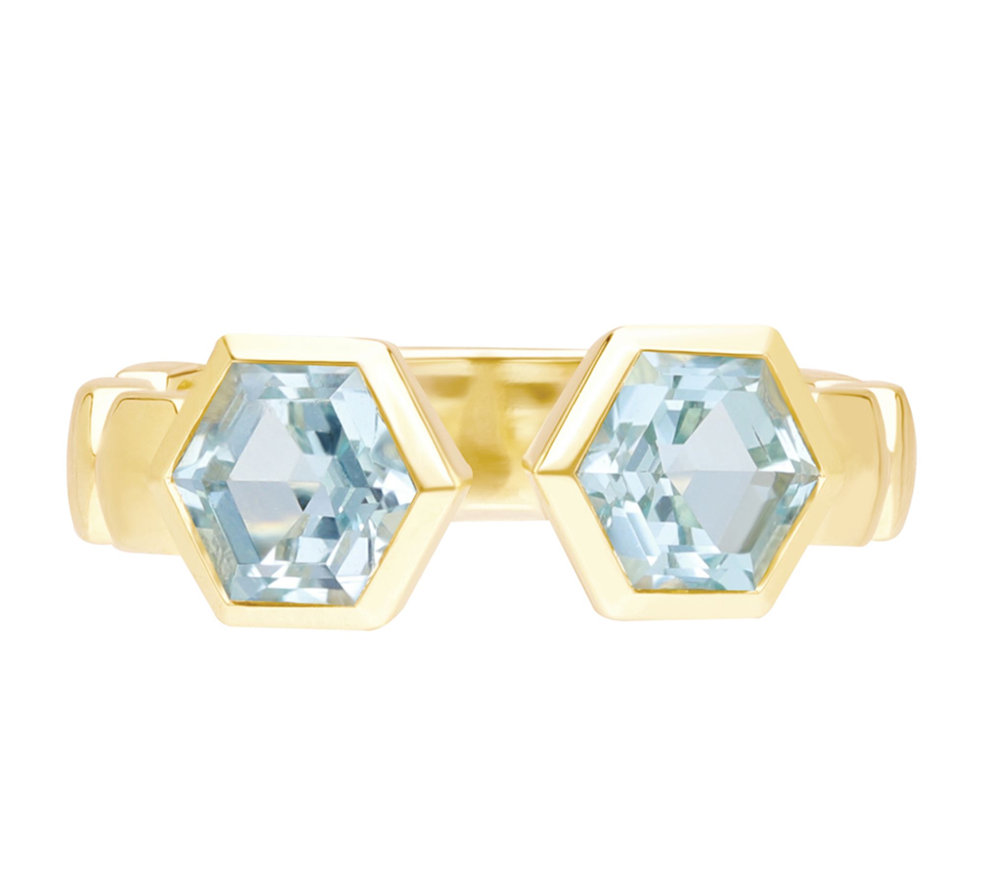 Goddaughters 14K Gold-Clad Blue Topaz Hexagon Ring