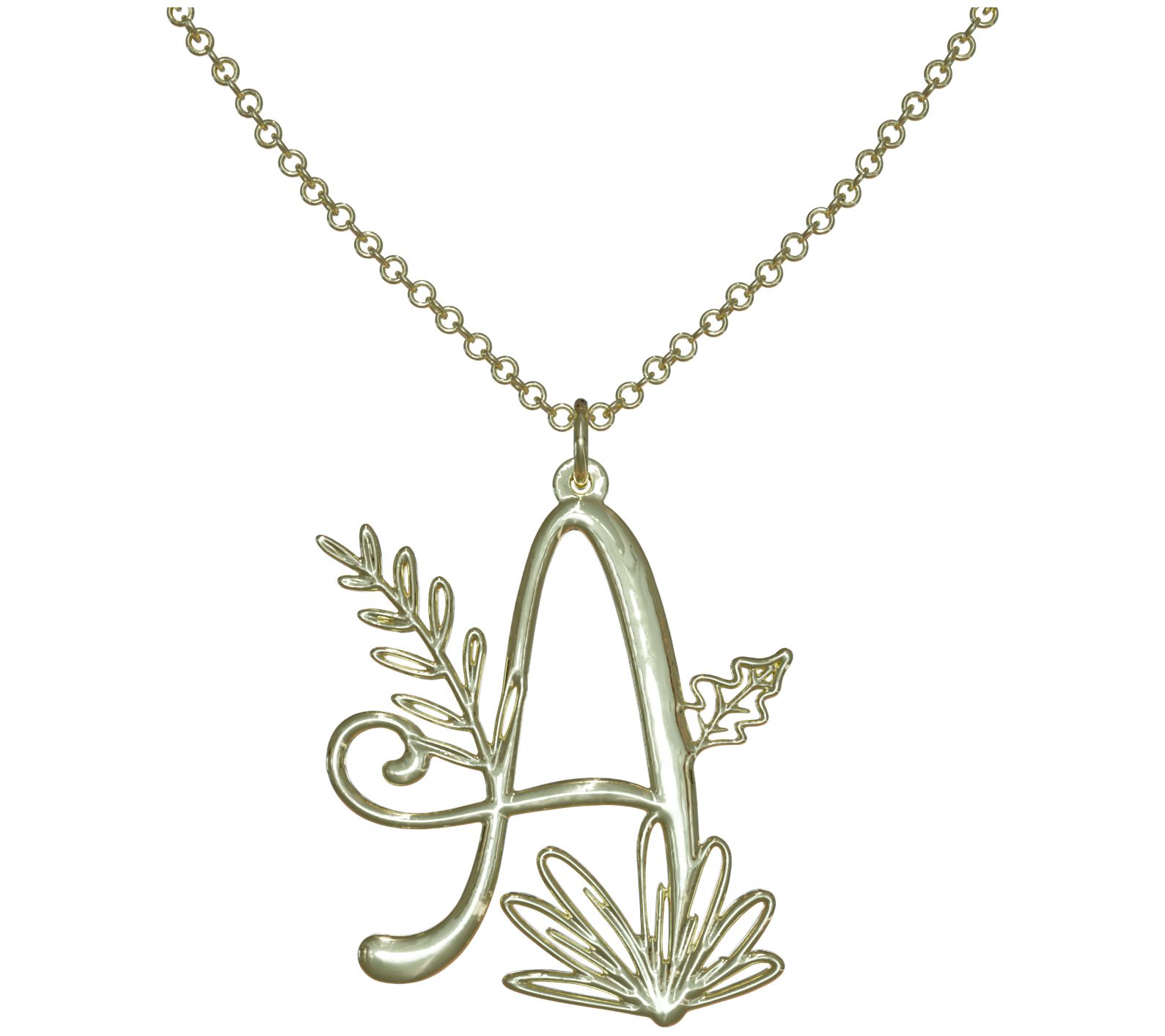 14K Gold Plated Botanist Bouquet Initial Pendant w/ Chain