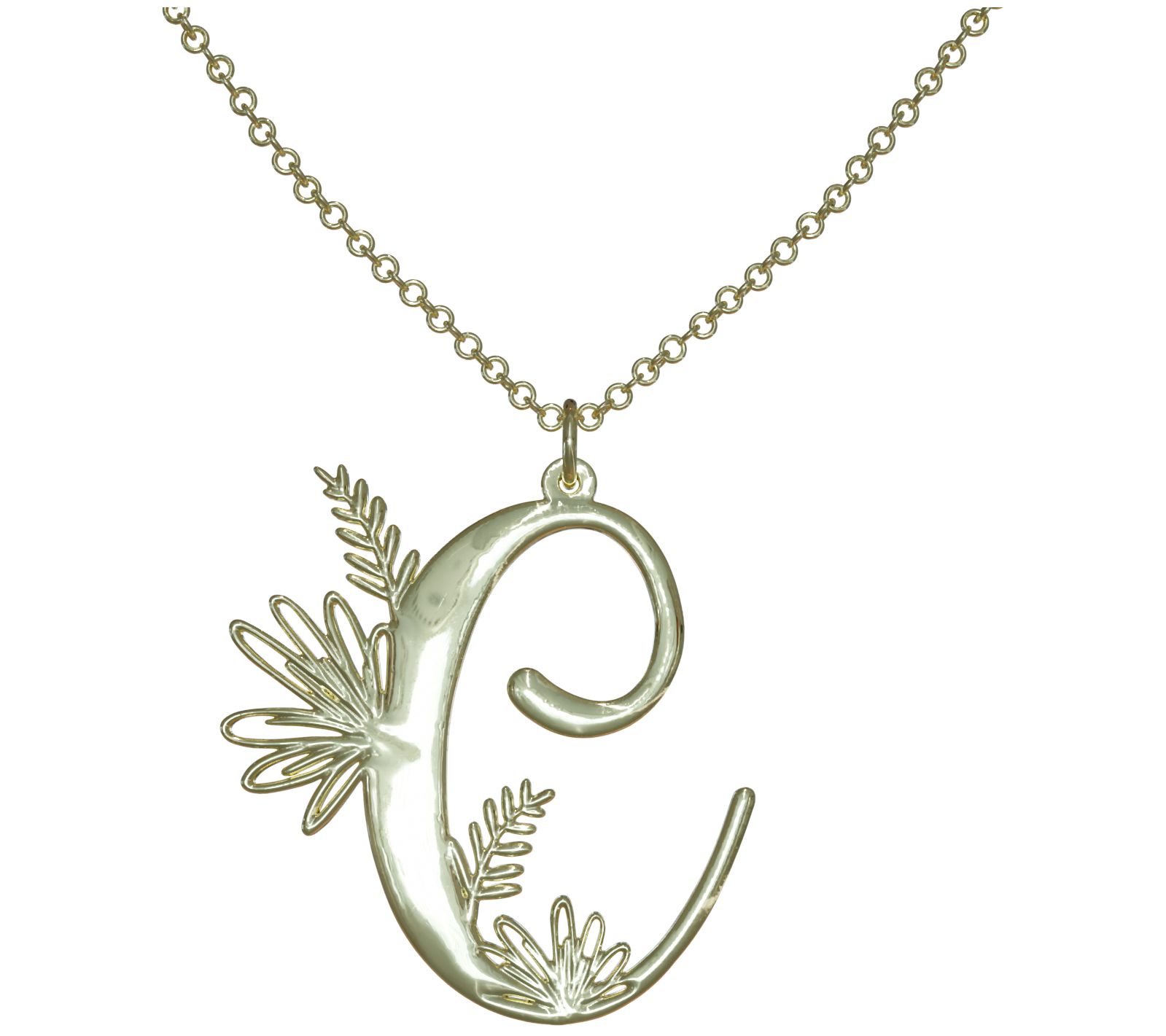 14K Gold Plated Botanist Bouquet Initial Pendant w/ Chain