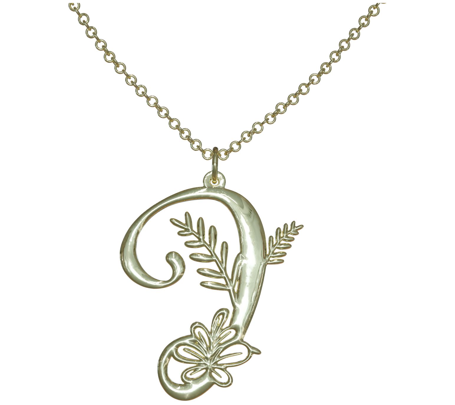 14K Gold Plated Botanist Bouquet Initial Pendant w/ Chain