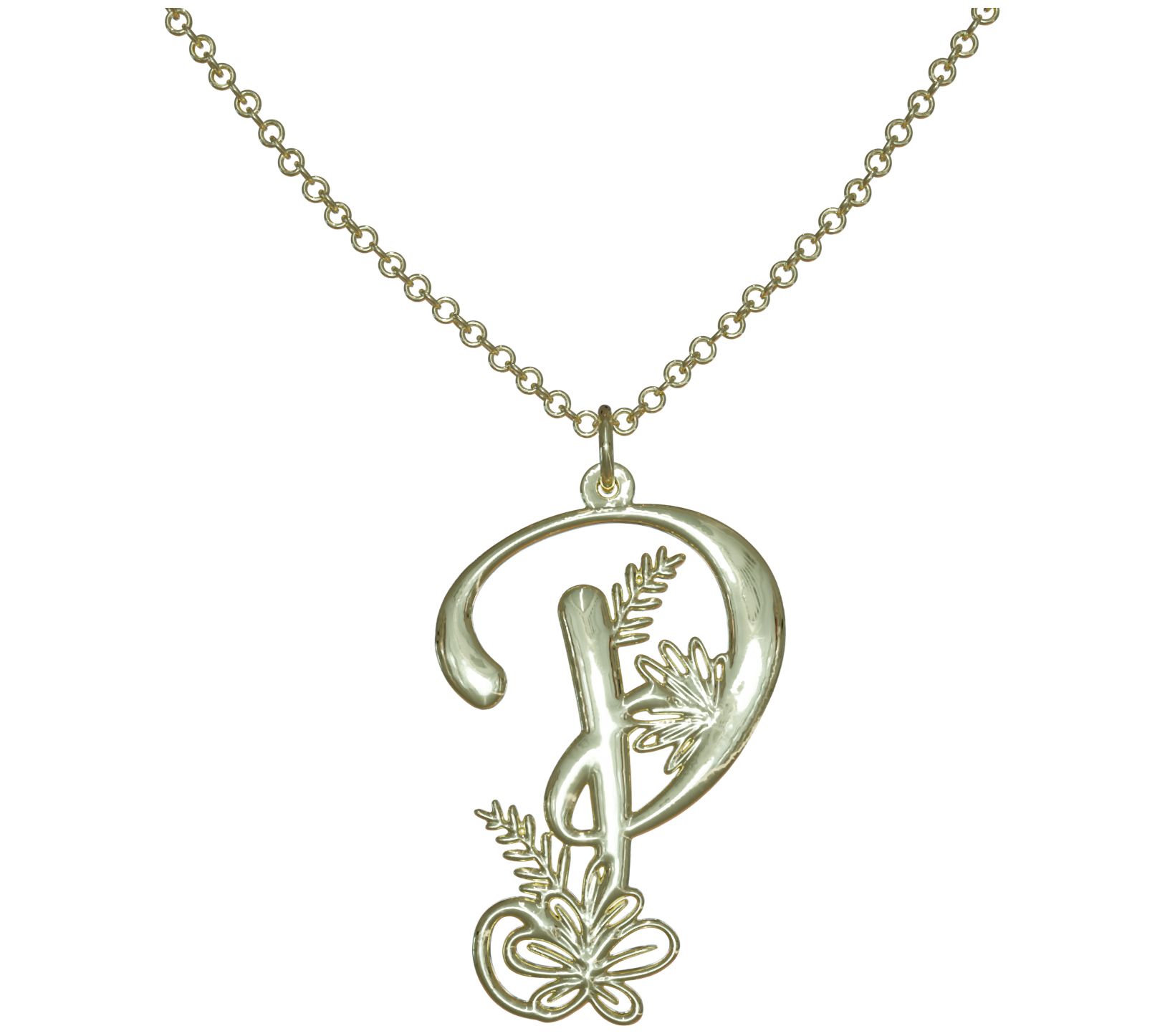 14K Gold Plated Botanist Bouquet Initial Pendant w/ Chain