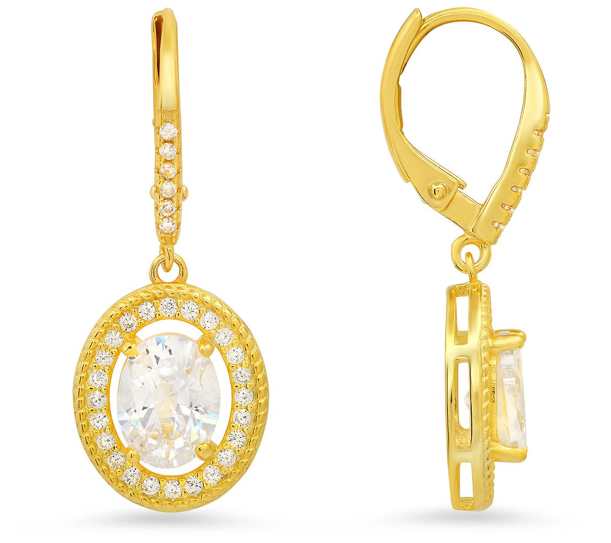 Sterling Silver 2.85 cttw Halo Leverback Earrings