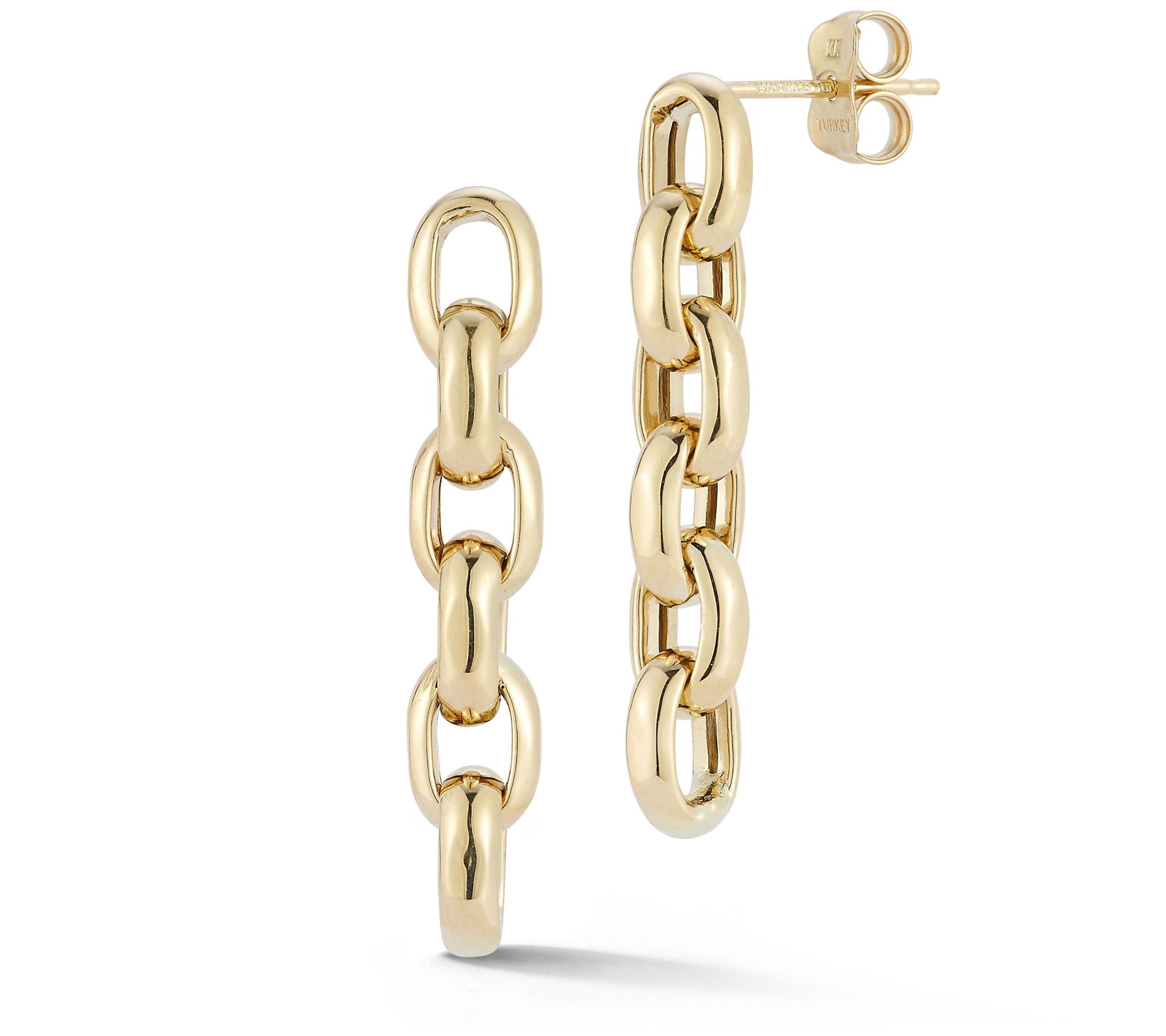 Luminosa Gold 1-1/4" Round Link Drop Earrings,14K