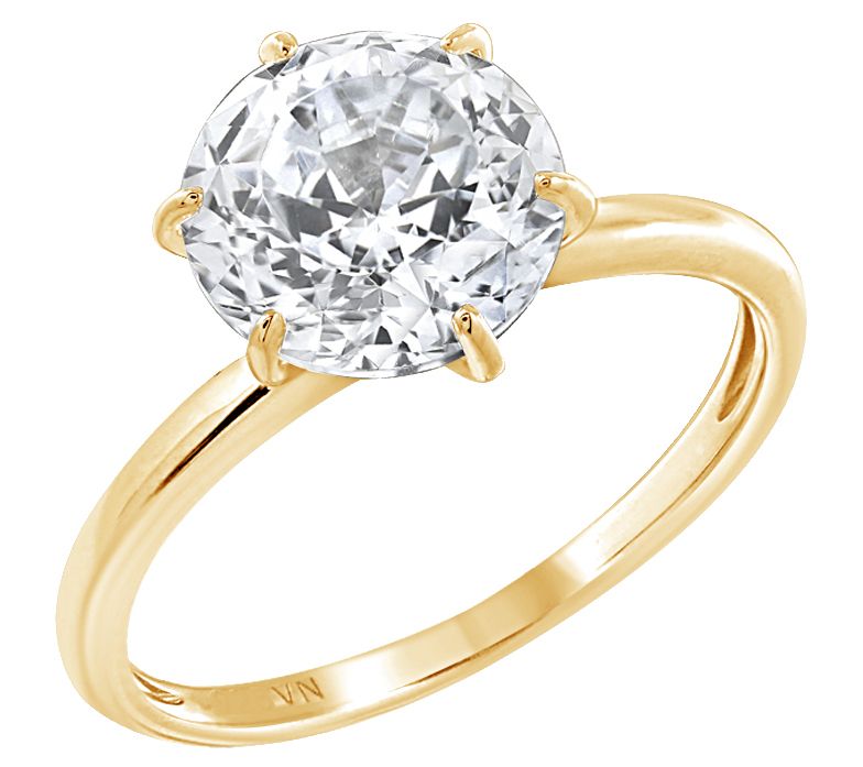 Diamonique 3.00 cttw Choice of Cut Solitaire Ring, 14K Gold