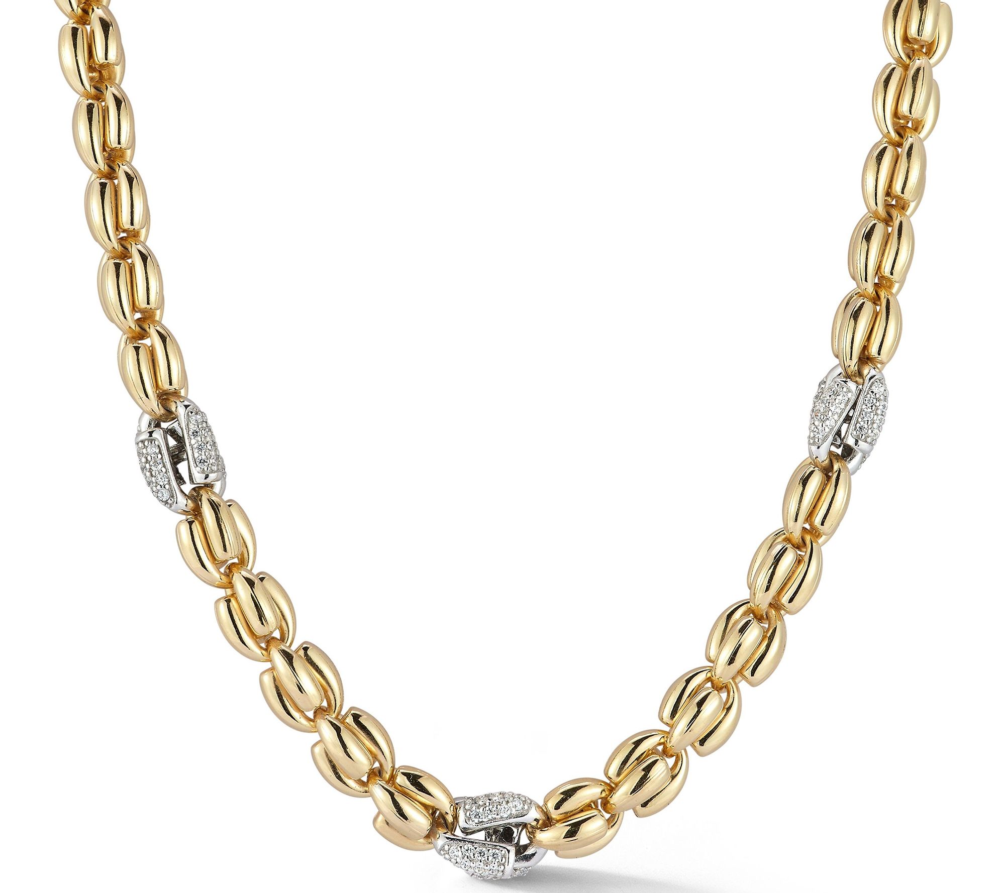 Italian Silver Pave Thick Popcorn Chain Necklace, Sterling