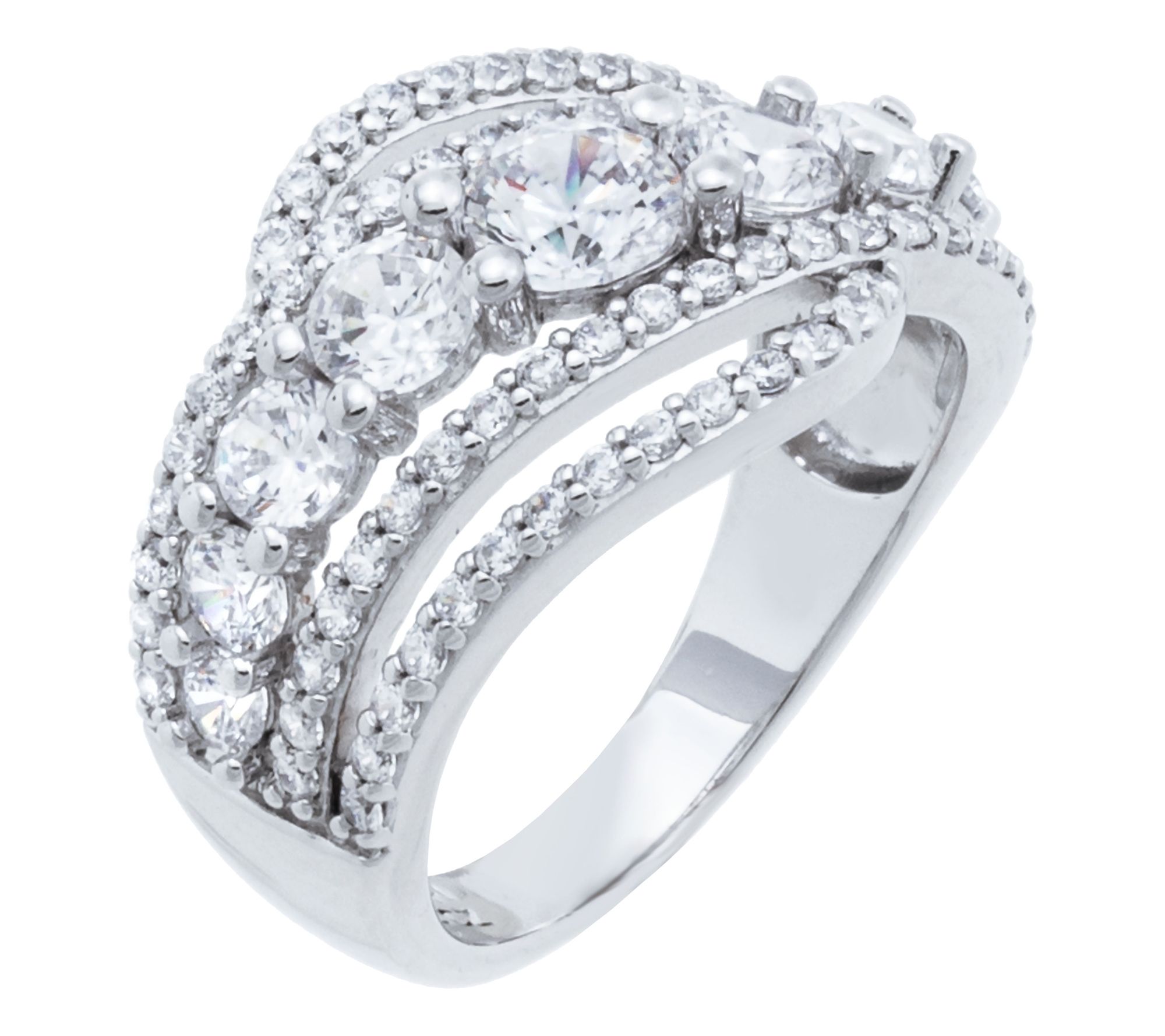 Diamonique 2.30 cttw Cascading Band Ring, Sterling Silver