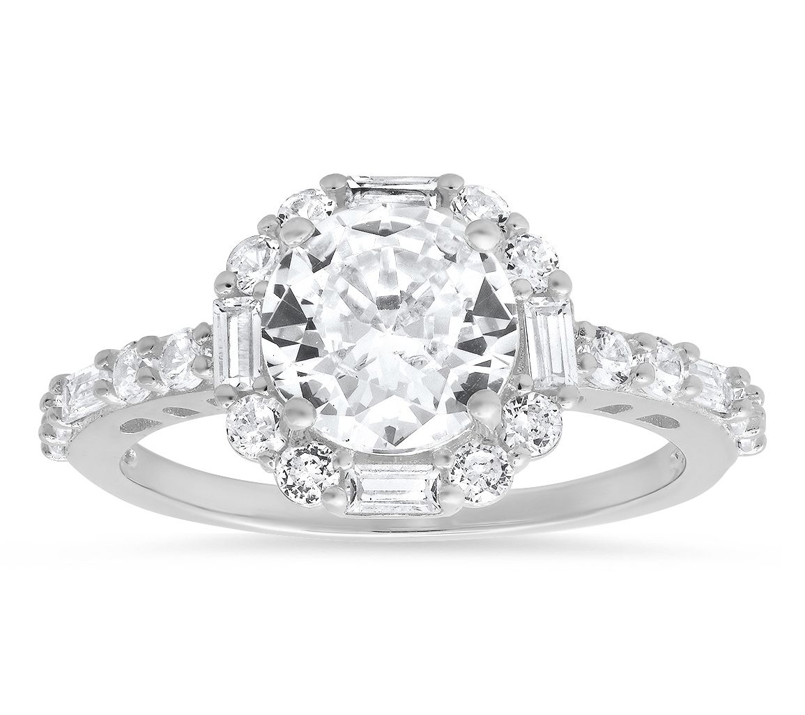 Diamonique 2.80 cttw Round Cut Halo Ring, Sterling Silver