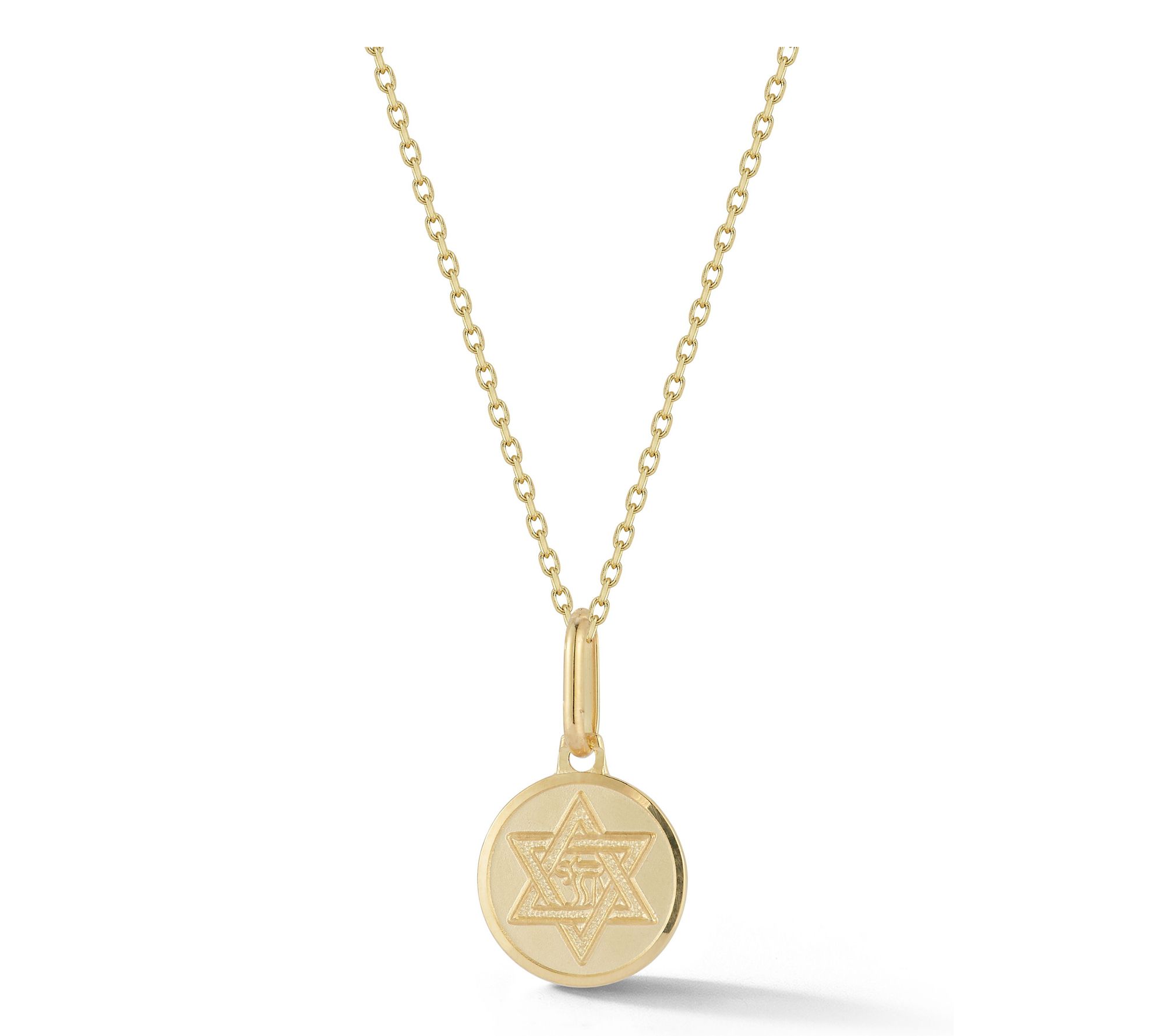 Italian Gold 1/2" Star of David Medallion Necklace, 14K