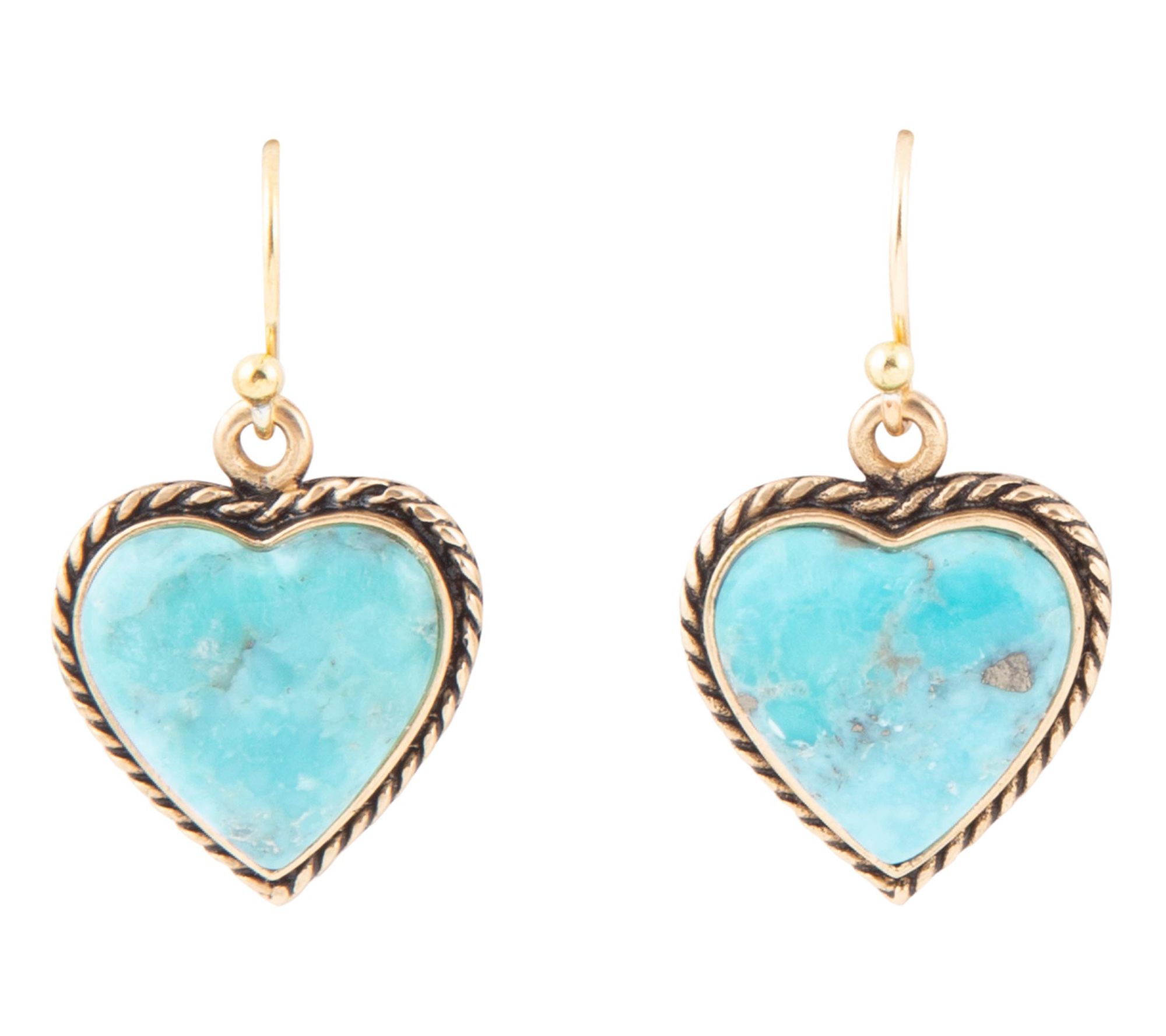 Barse Artisan Crafted Bronze Composite Turquoise Earrings