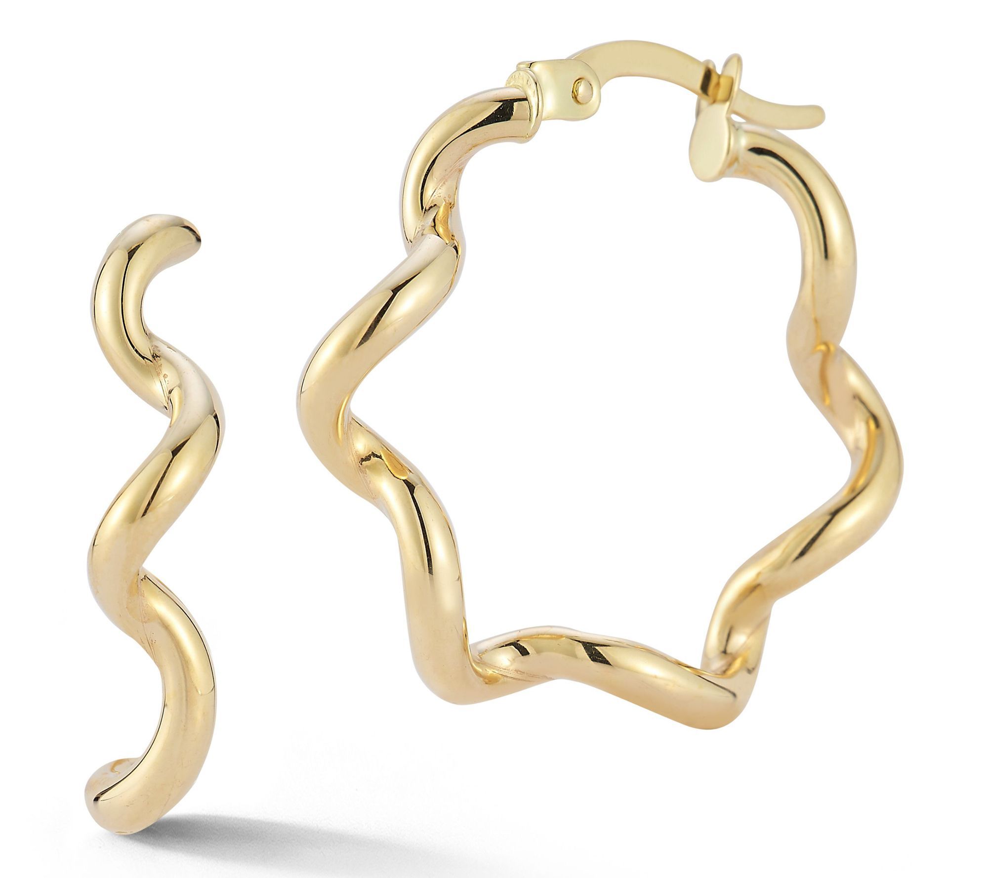 Luminosa Gold Thin Spiral Huggie Hoop Earrings,14K