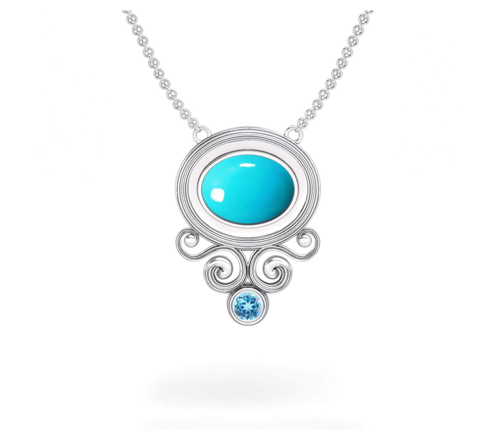 Or Paz Sterling Turquoise & Blue Topaz StatemenNecklace