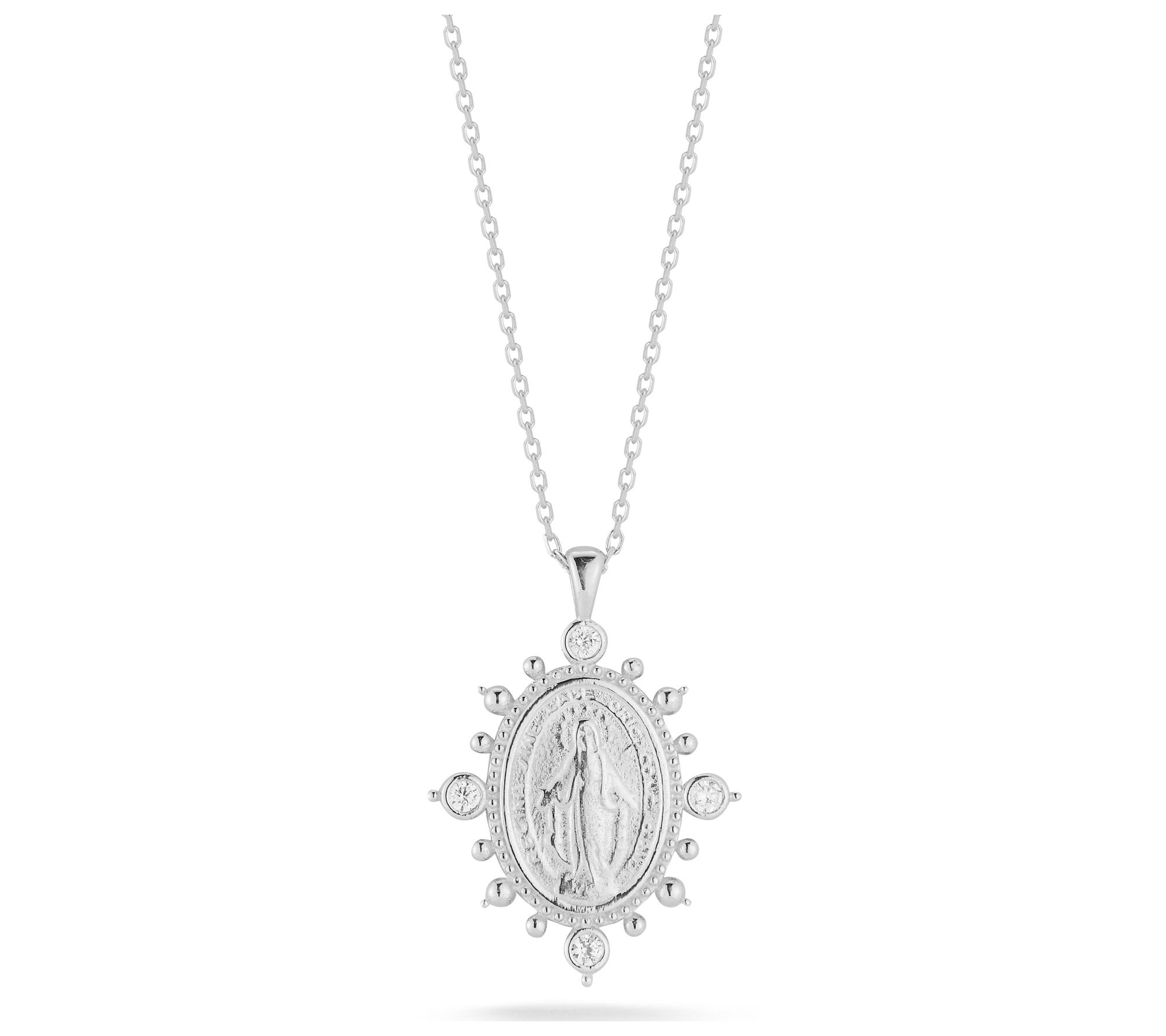 Sterlina Silver Mary Pendant w/ Chain, Sterling