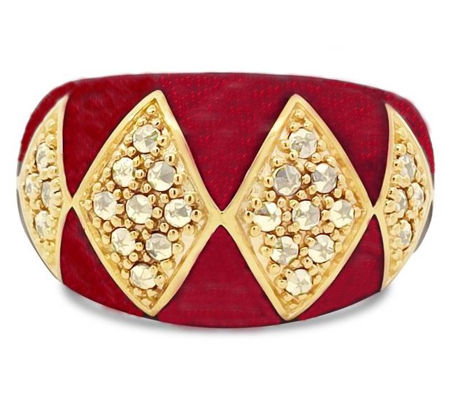 Dallas Prince 14K Gold Clad Chrome Marcasite Deco Ring