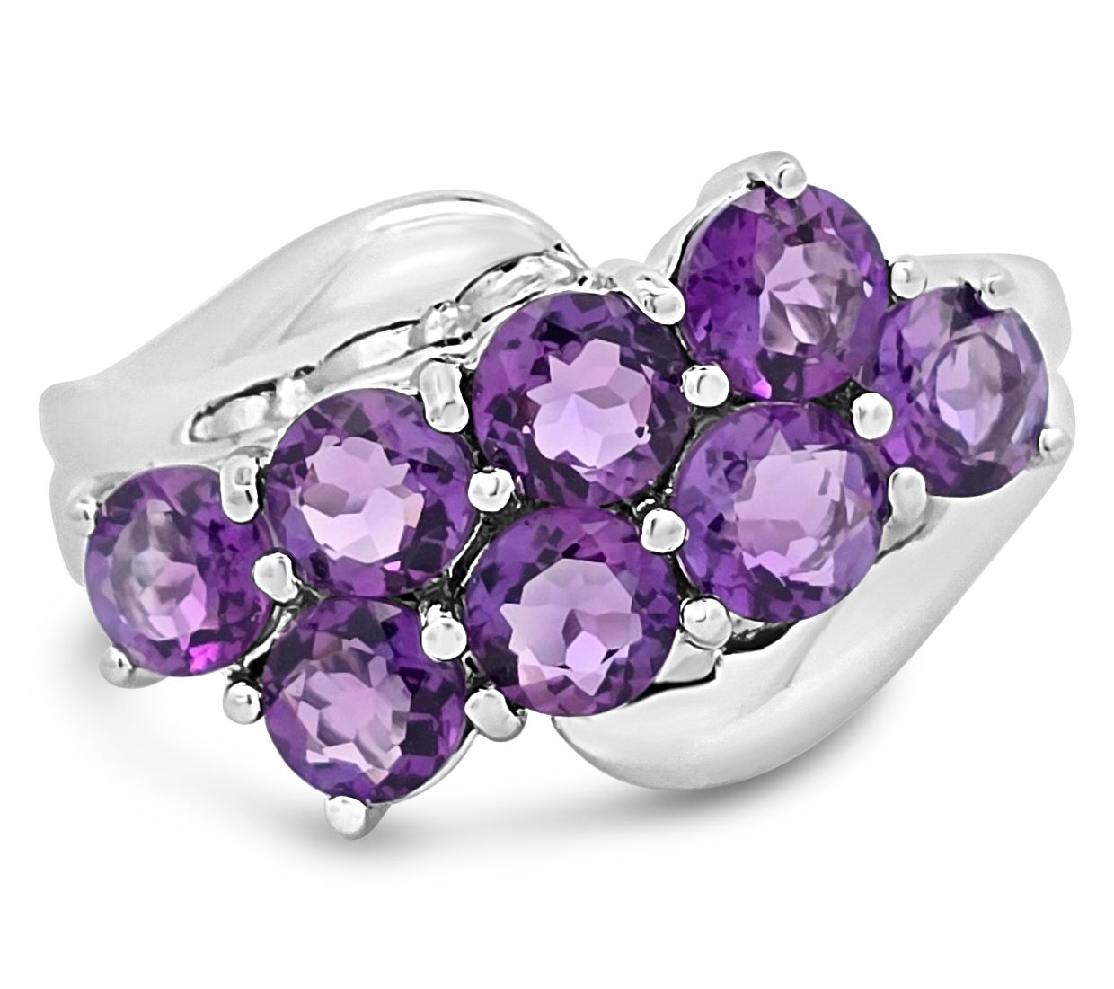 Ariva Sterling Silver Amethyst Malibu Ring