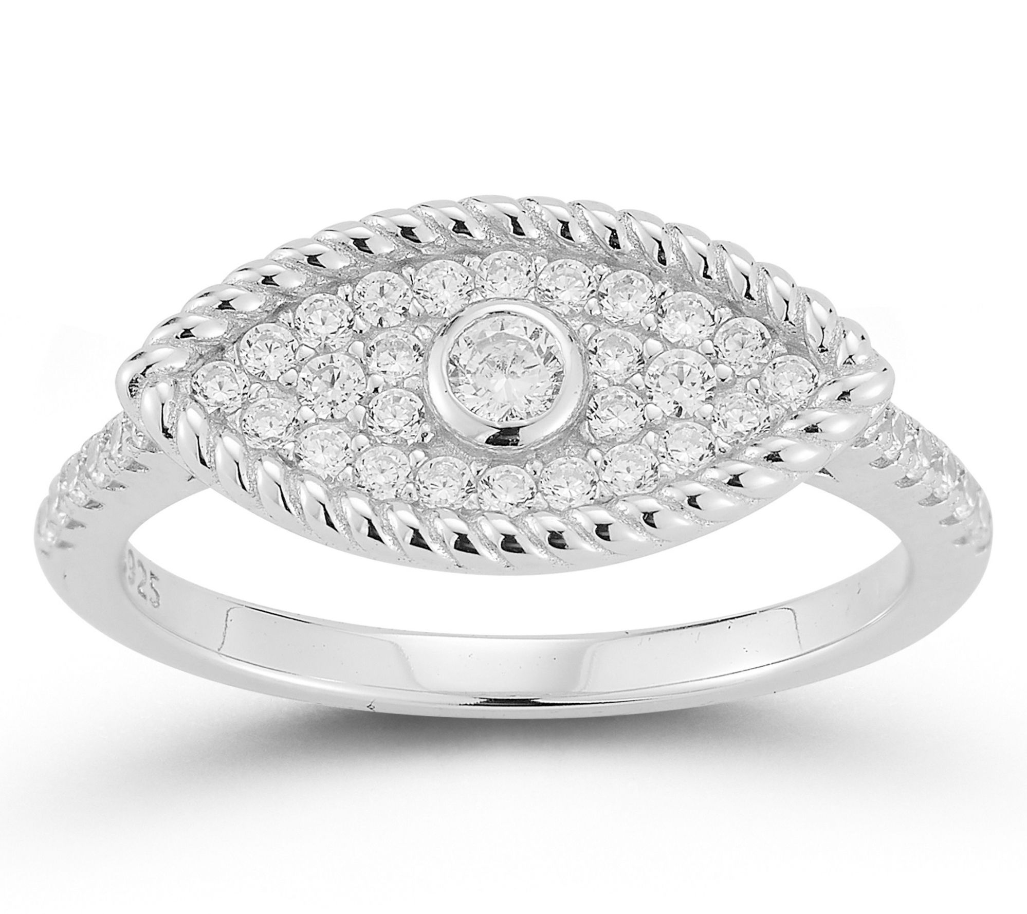 Sterlina Silver Pave Evil Eye Cocktail Ring, Sterling