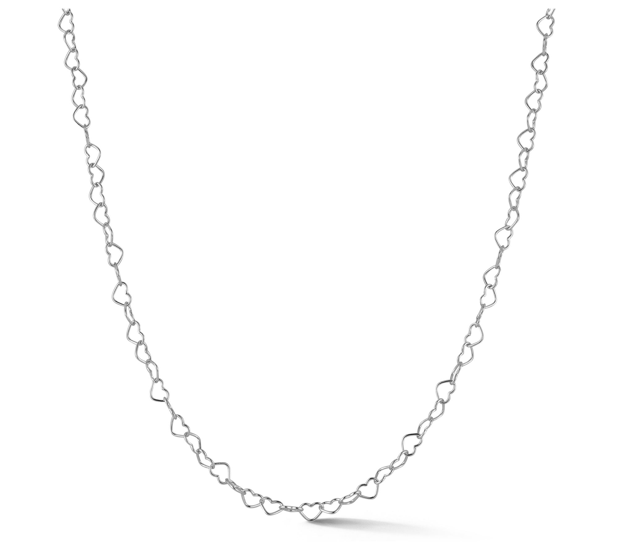 Italian Silver 16" Heart Link Chain Necklace, Sterling