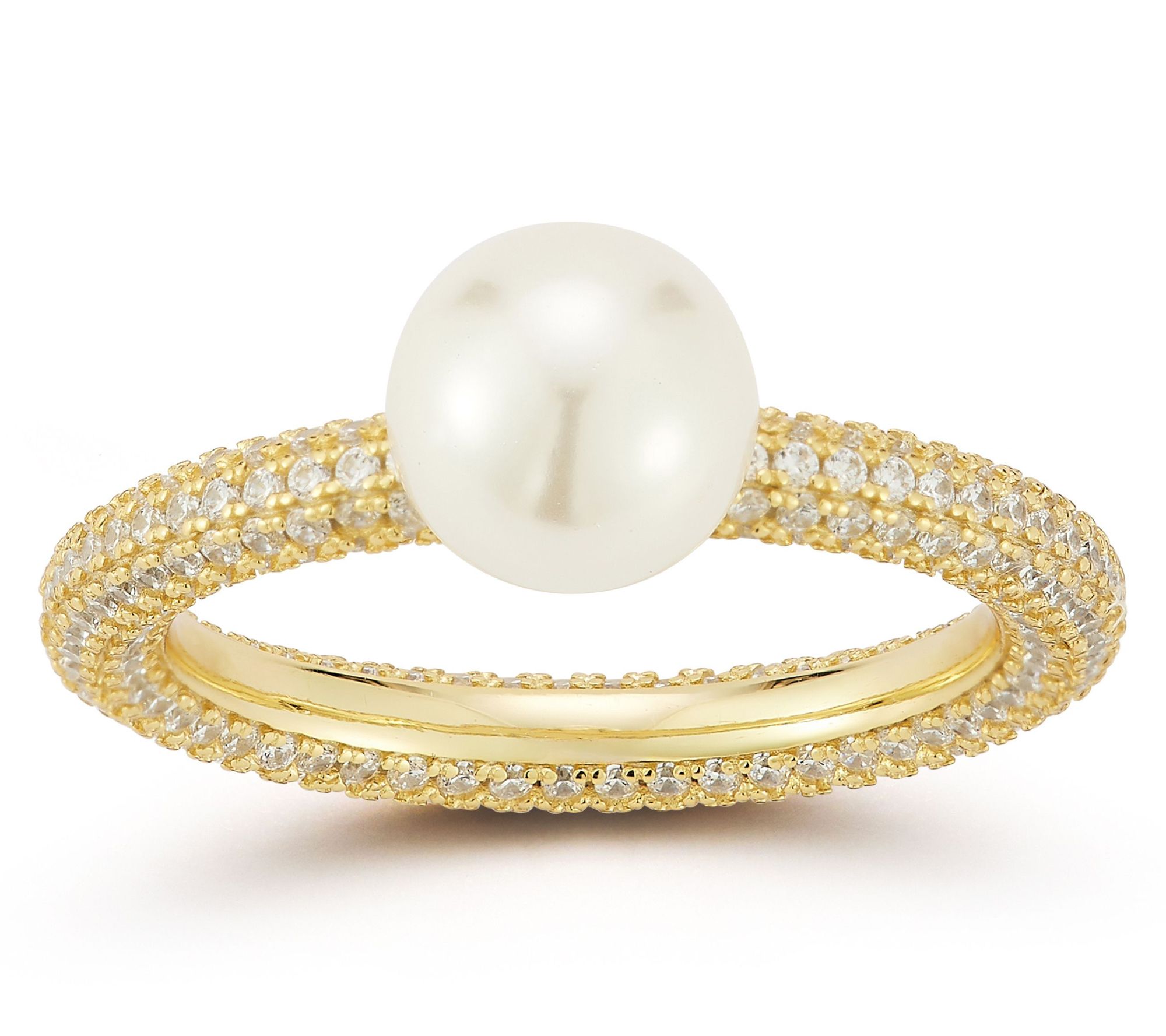 Rachel Zoe Cultured Pearl Pave Cocktail Ring, Sterling
