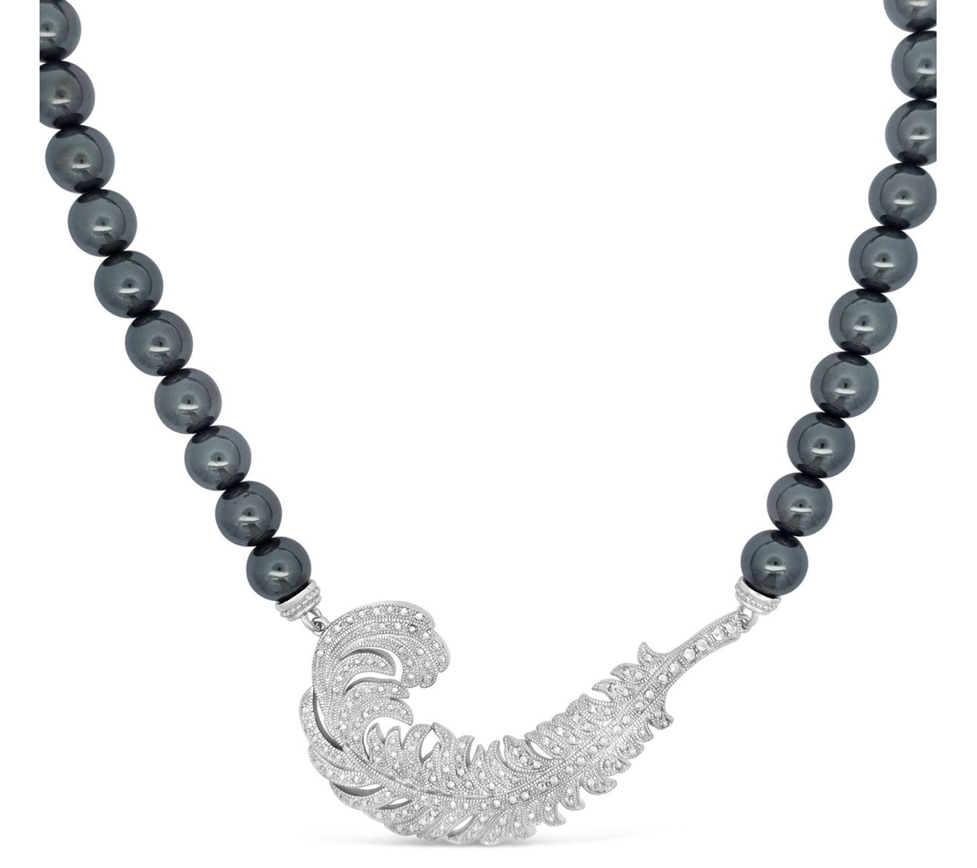 Dallas Prince Sterling Chrome Marcasite & Hematite Necklace