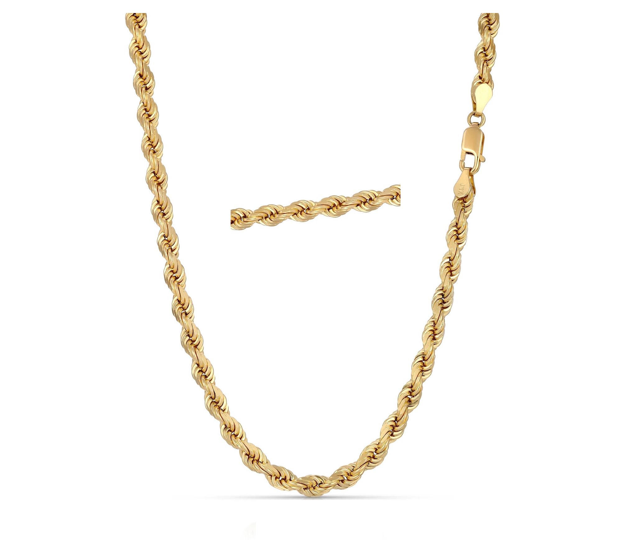 Men's Diamond-Cut Rope Chain Necklace, 14K Gold
