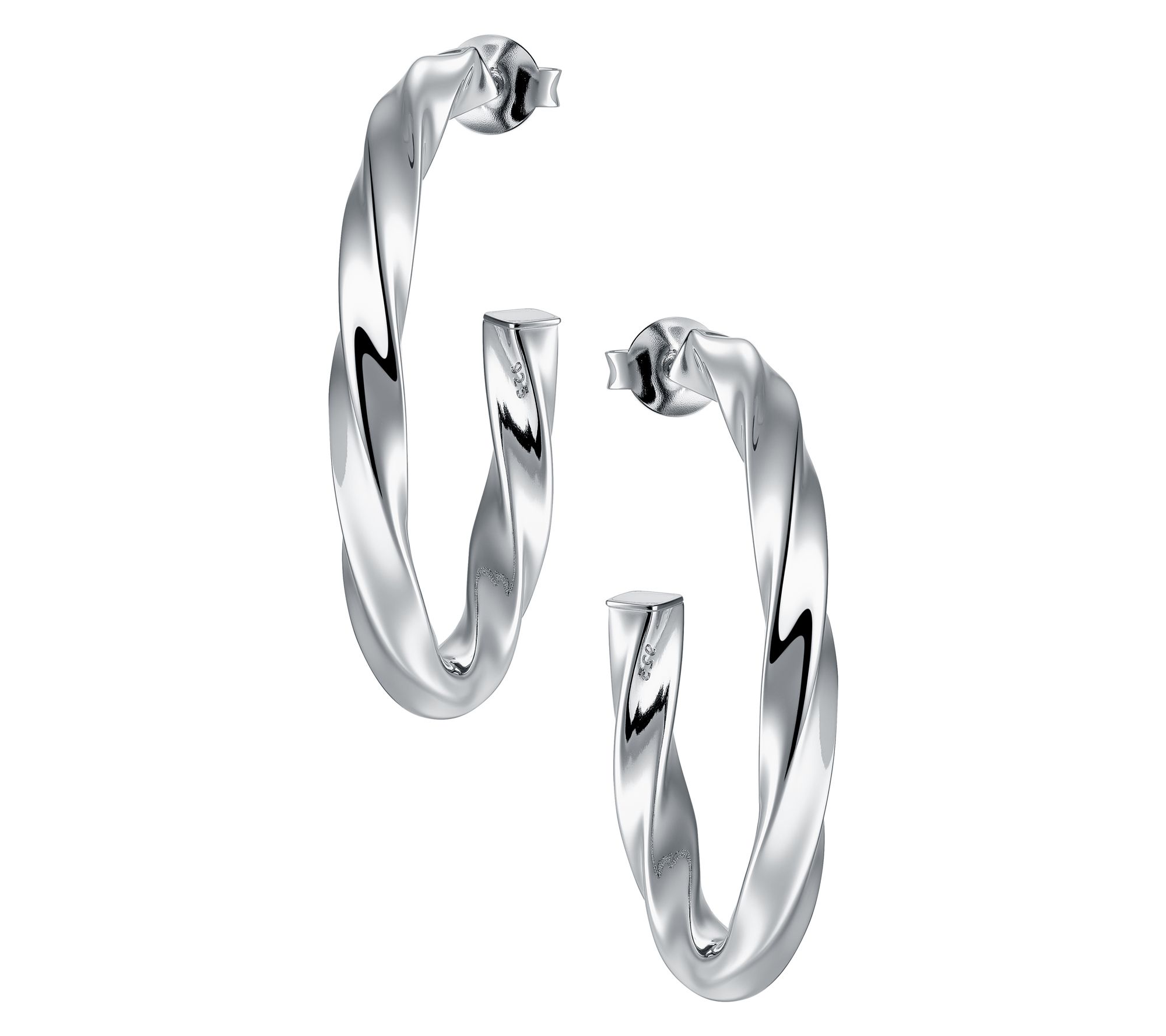 Silver Style 1" Twisted Hoop Earrings, Sterling