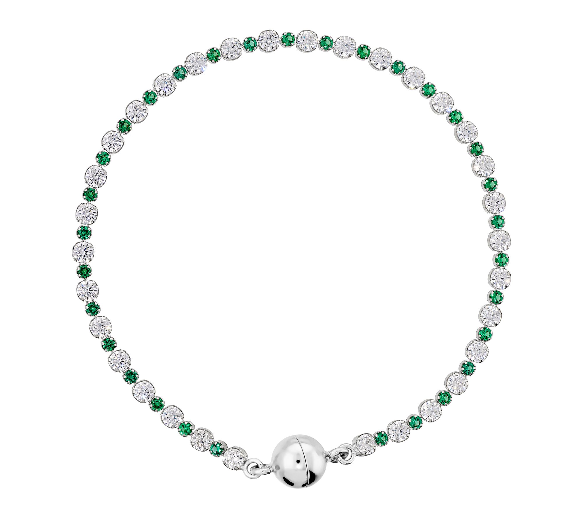 Diamonique Tennis Bracelet w/ Magnetic Closure,Sterling